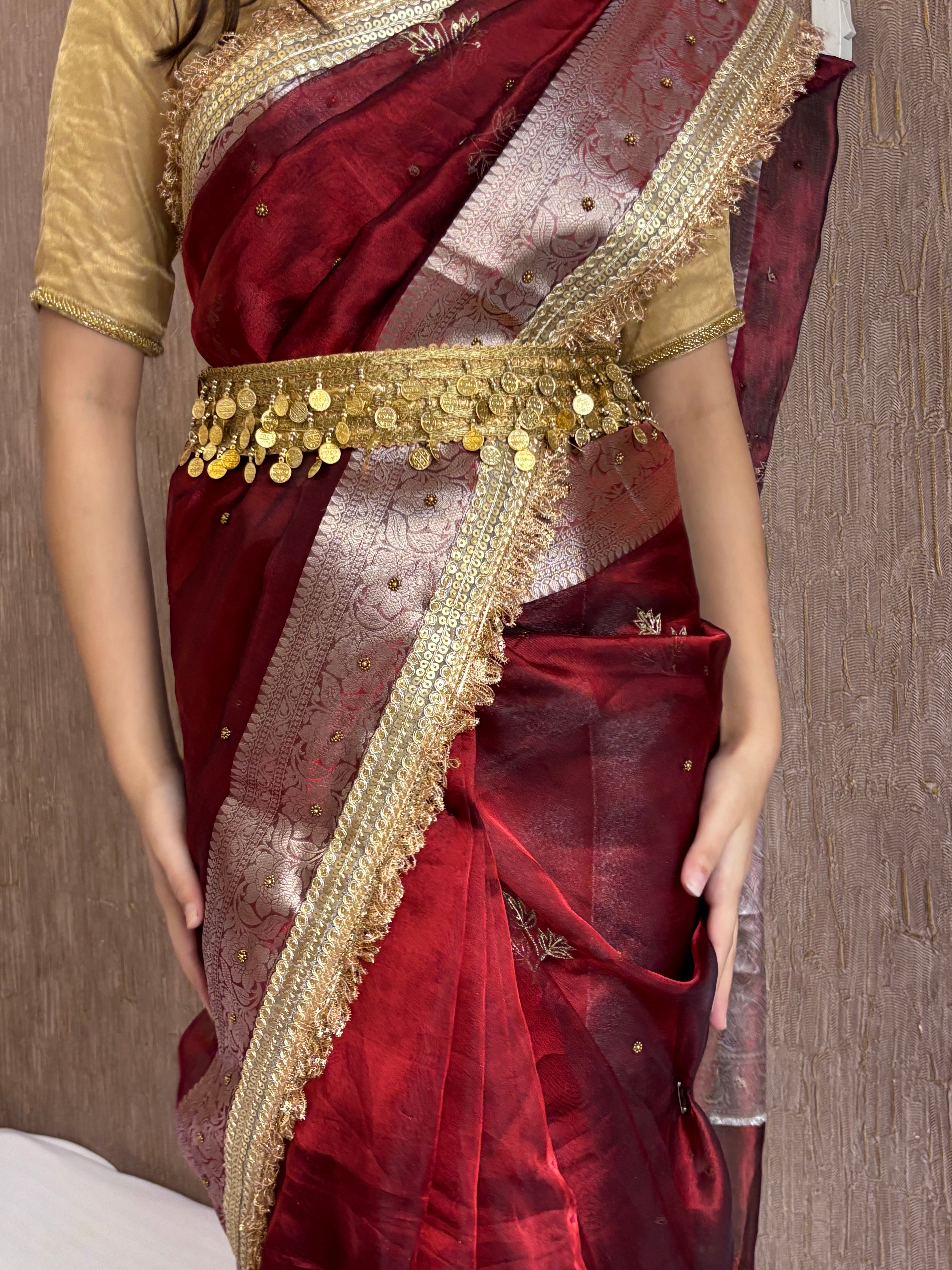 Golden maharani saree belt