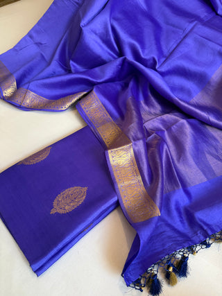 Chiniya silk royal blue kadhwa buti suit set
