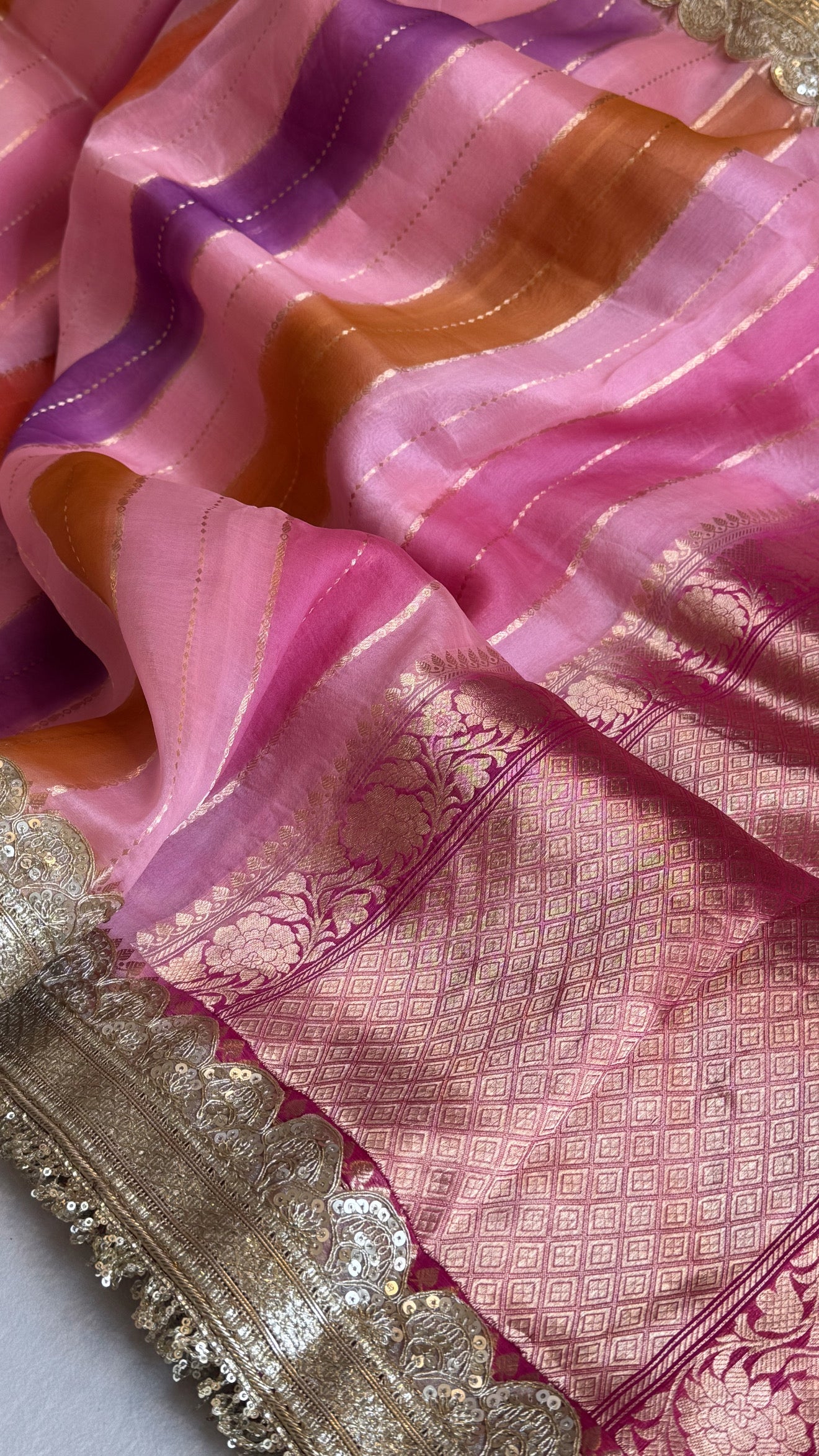 Rangeela edit kora silk striped rangkaat kadhwa weaving saree