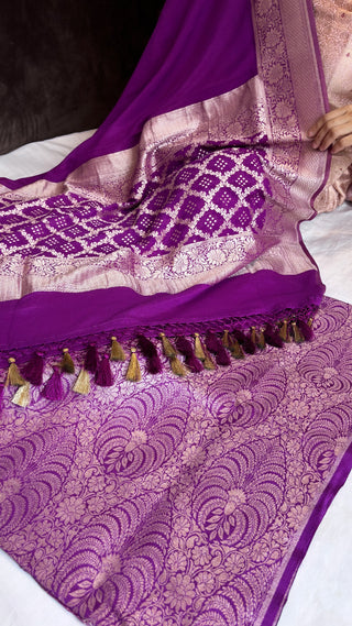 Royal purple moonga brocade silk suit set