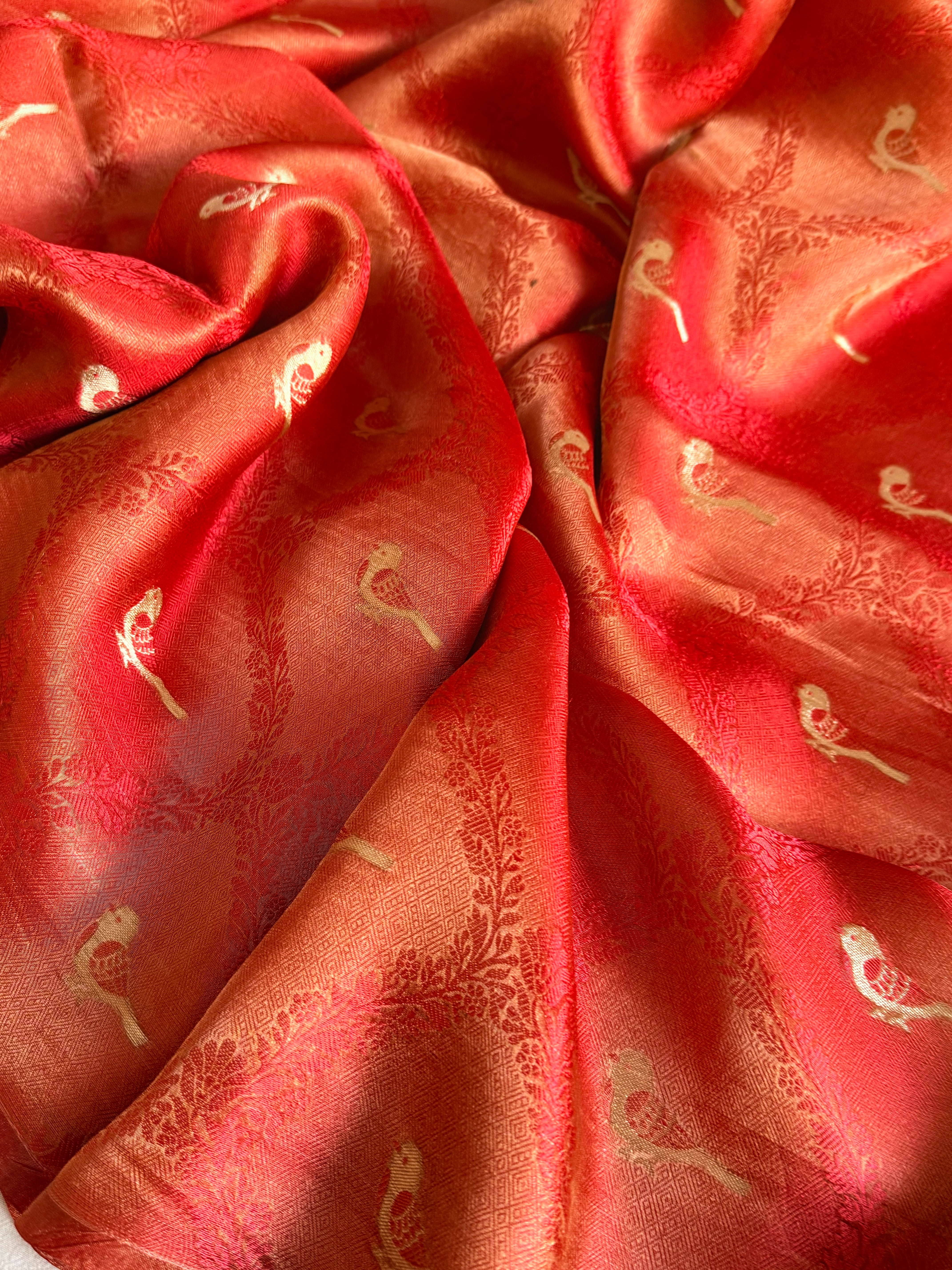 Below 10k - Banarasi pashmina tissue gorgette soft silk kadhwa border saree