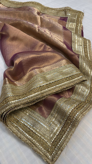Maharani soft lilac tissue silk kadhwa gotapatti saree