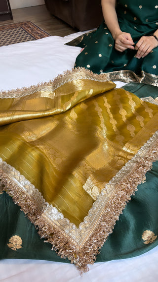 Bottle green-gold heeramandi suit sets