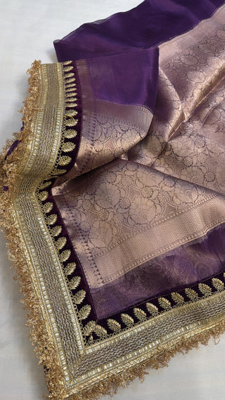 Maharani grapewine purple tissue silk saree