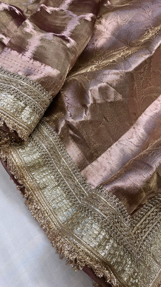 Maharani metallic brown tissue silk saree