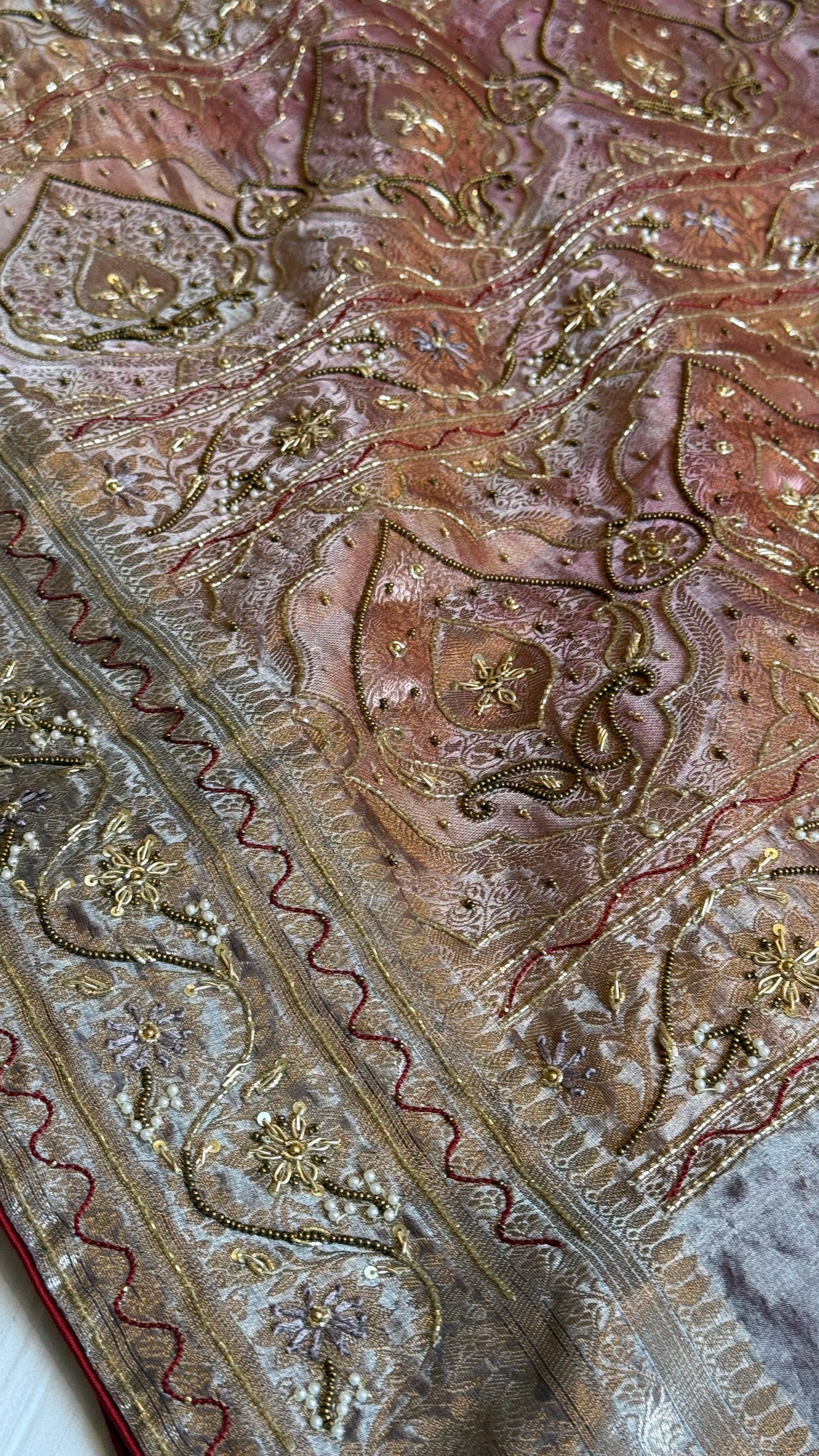 Dulhan ka gehna - Banarasi border zardozi border blush pink kadhwa hand embroidered saree