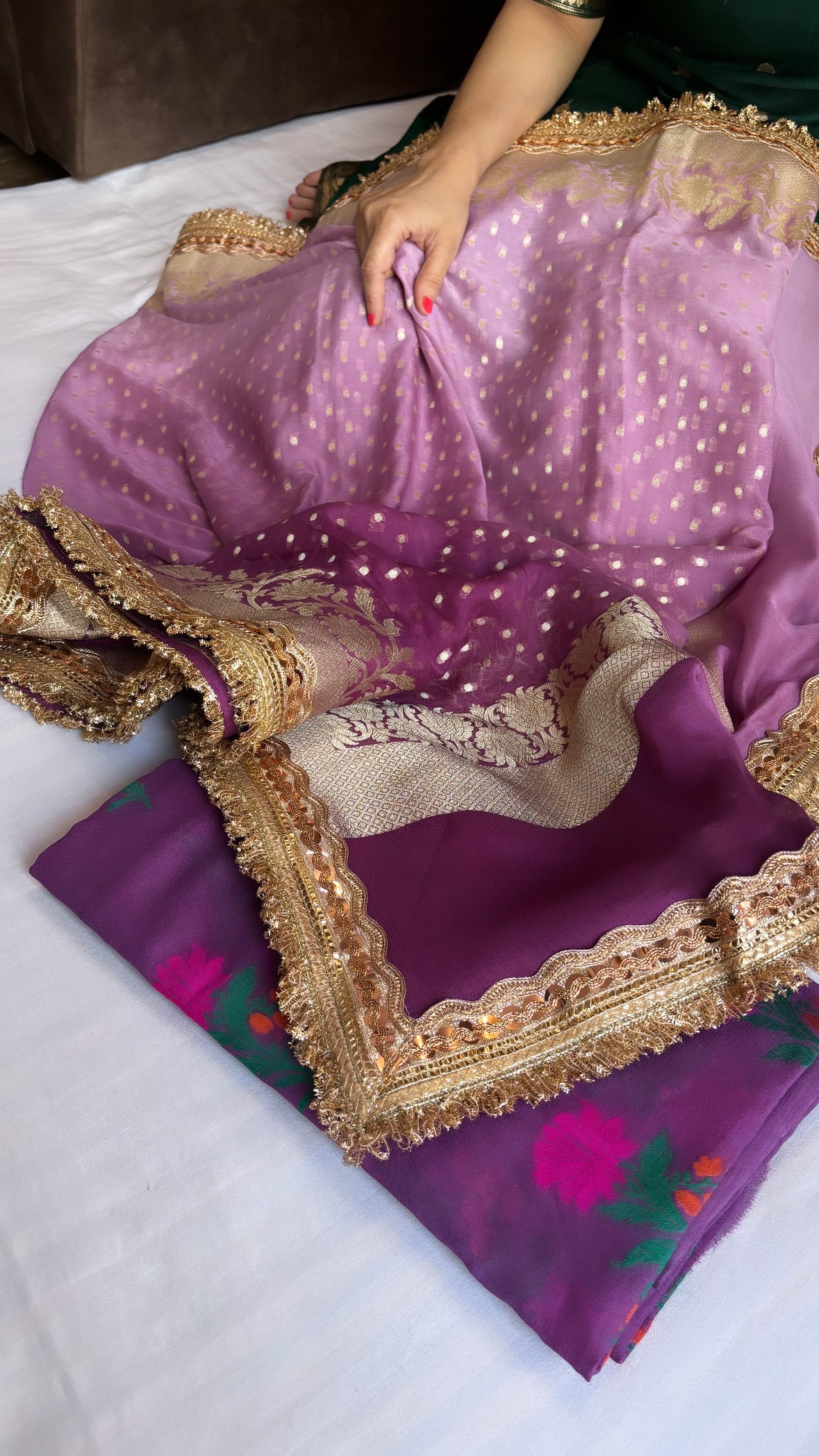 Moorni plum ombre shaded gorgette meendar kadhwa suit set