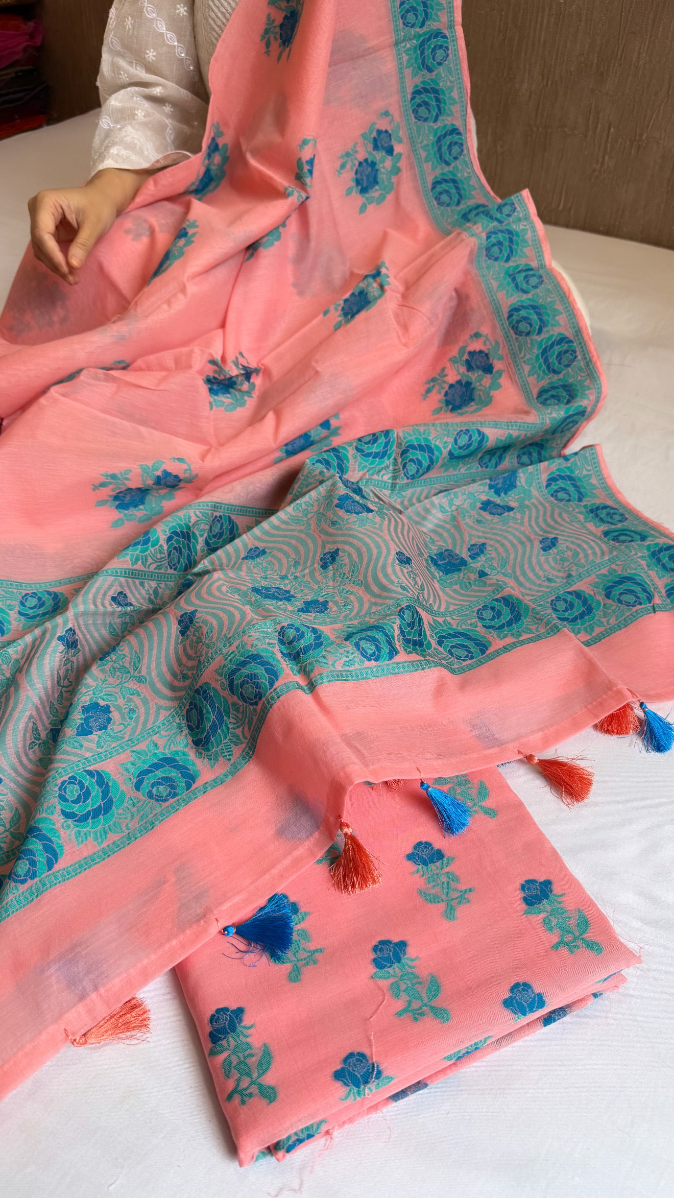 Banarasi cotton resham meenakari suit set