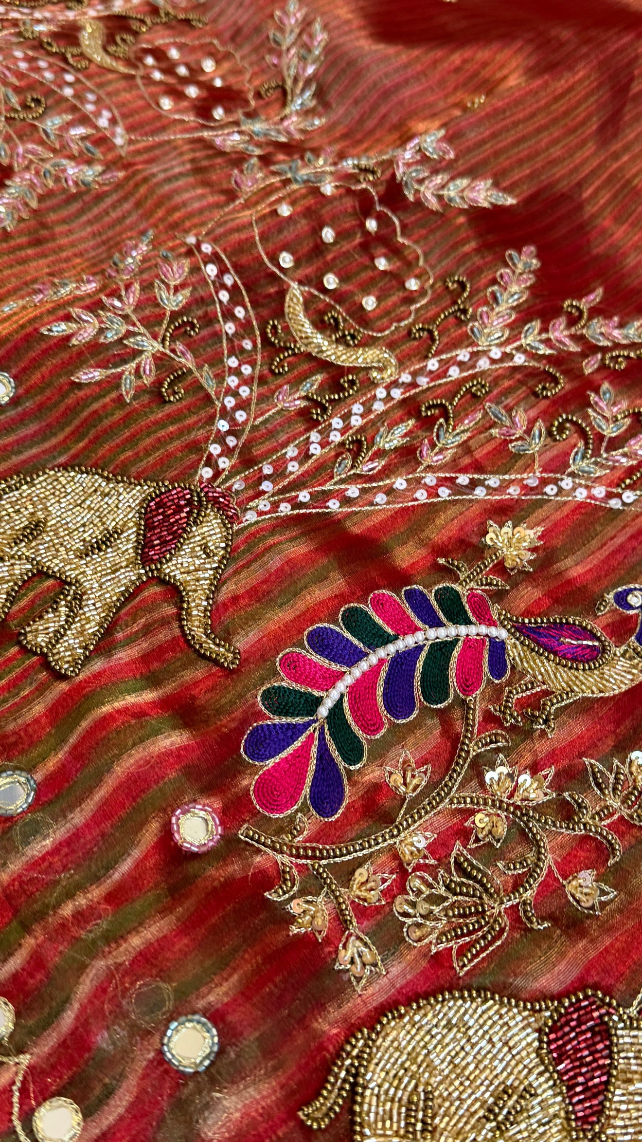 Hathi ghoda palki wali saree - Husn tissue silk hand embroidered saree