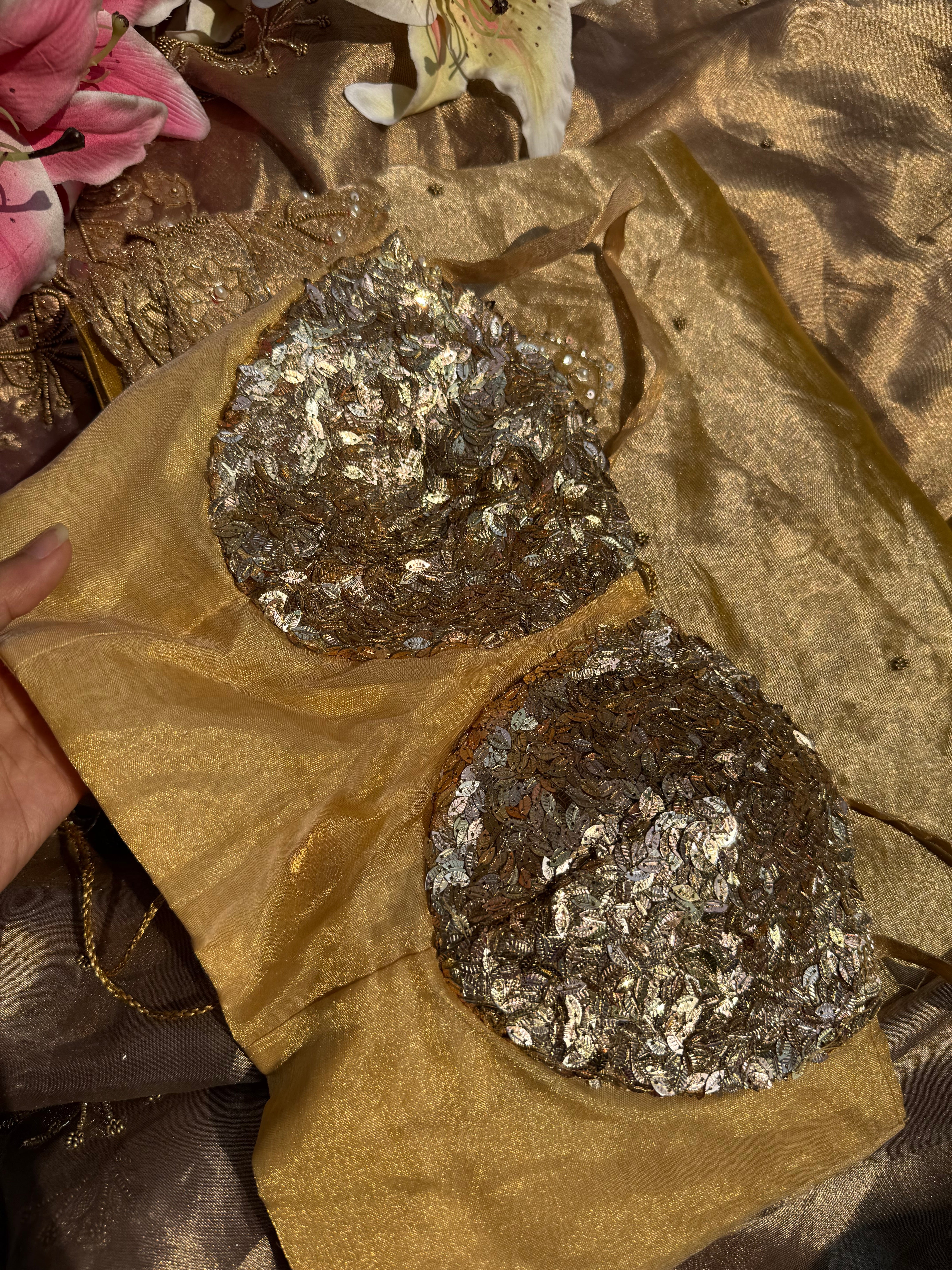 Golden sequence free size blouse piece