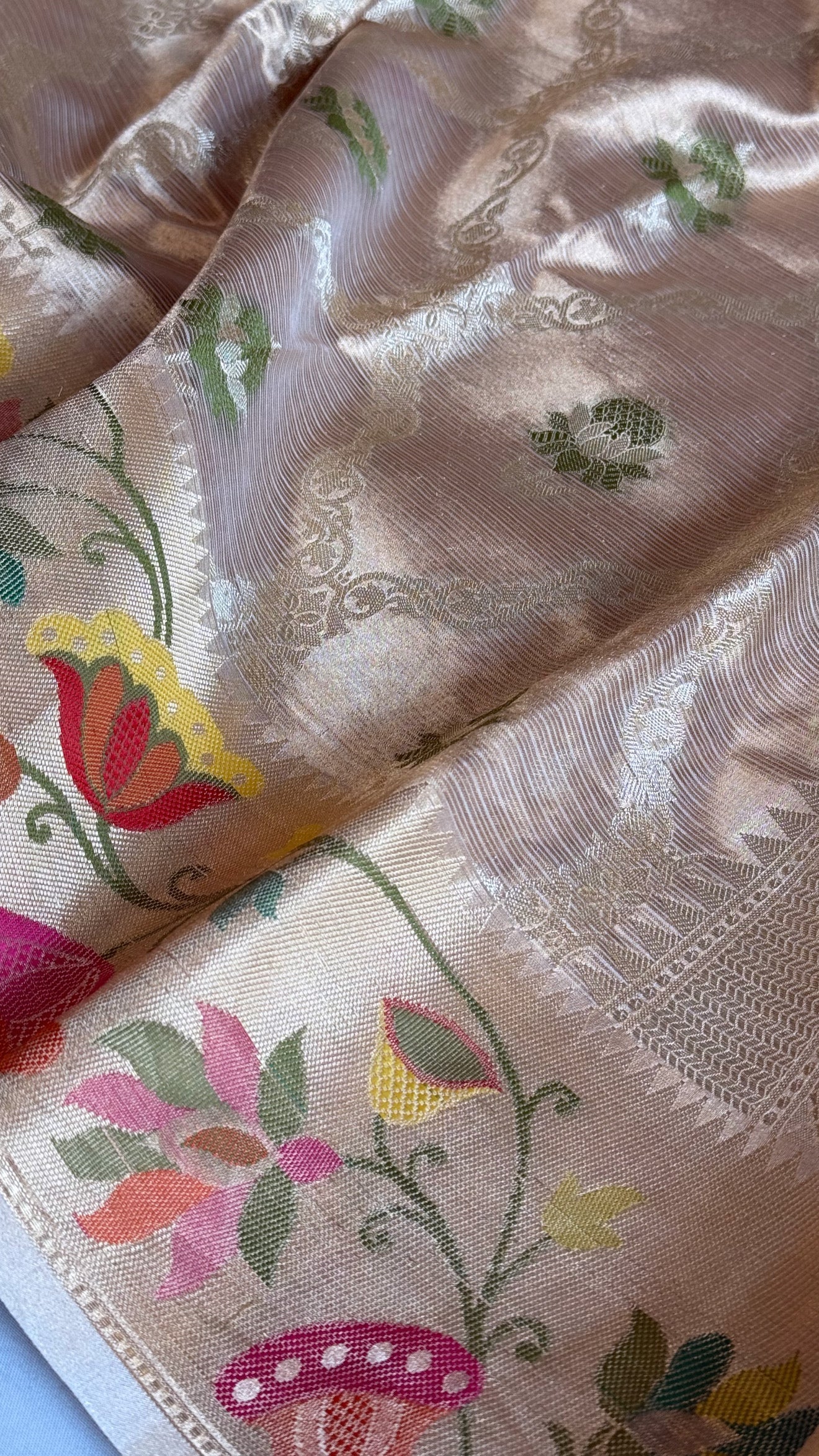 Paithani border kanjivaram gold tissue silk kadhwa meenakari saree