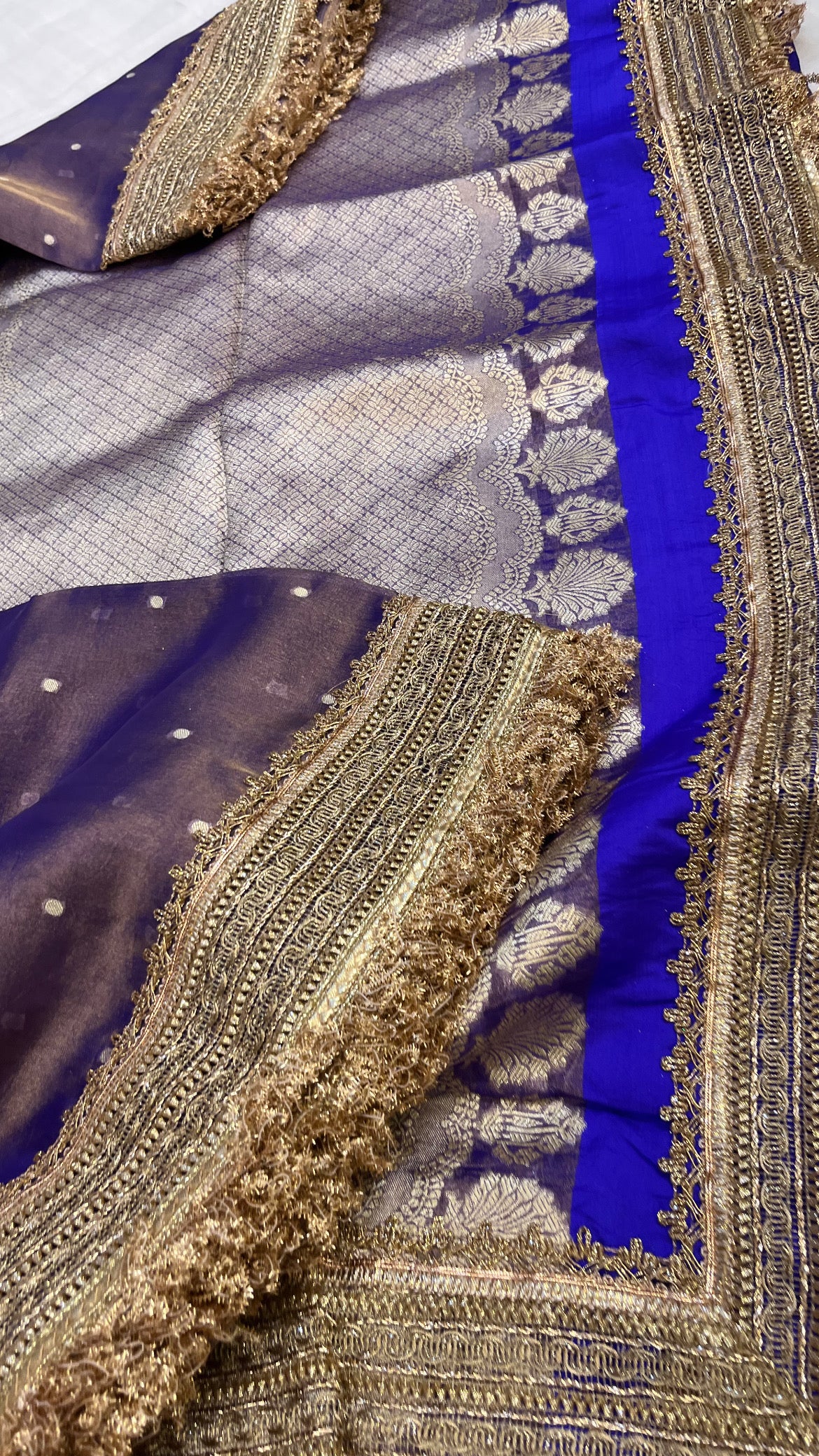 Maharani bright ink blue tissue silk saree