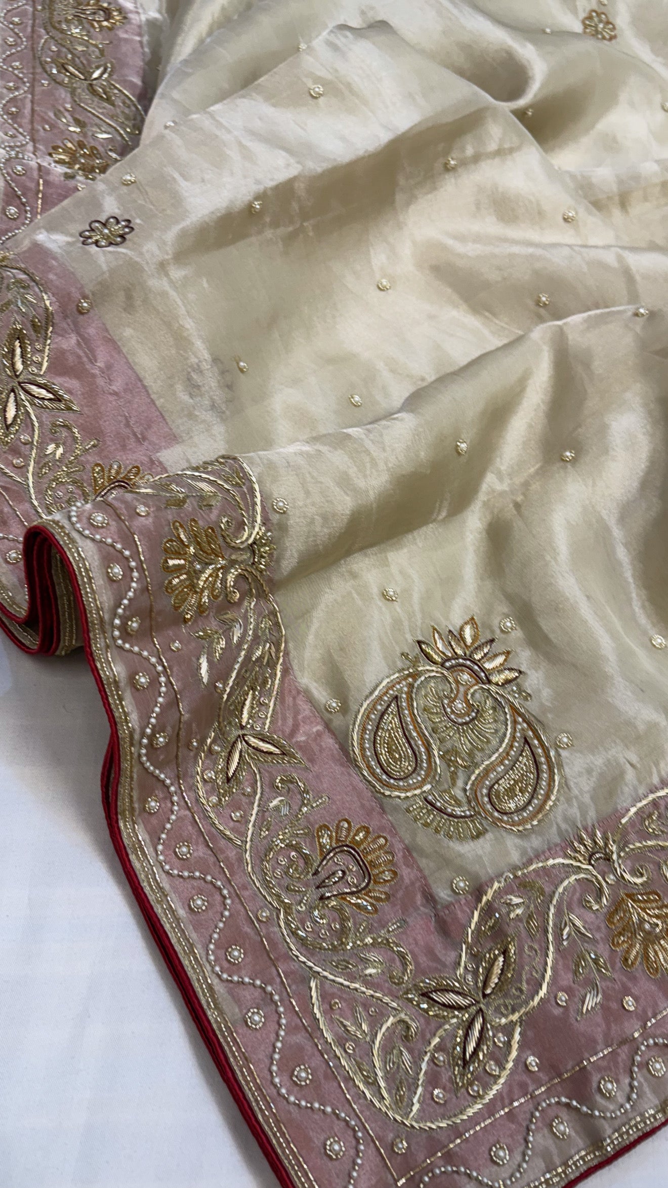 Heere aur moti edit- Ivory pearl work hand embroidered sarees