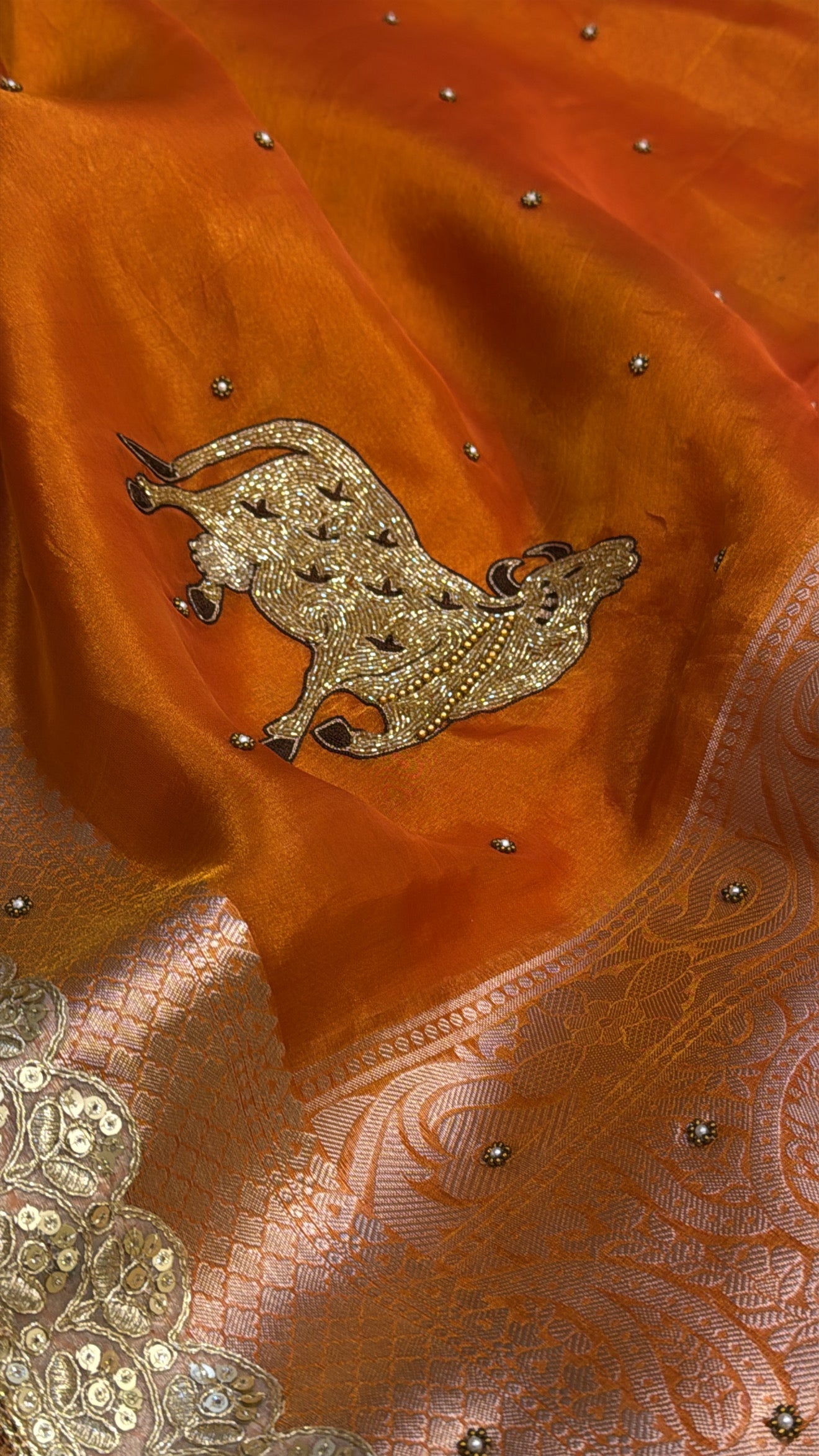 Dulhan ki maa wali saree - Husn tissue silk hand embroidered kadhwa sarees