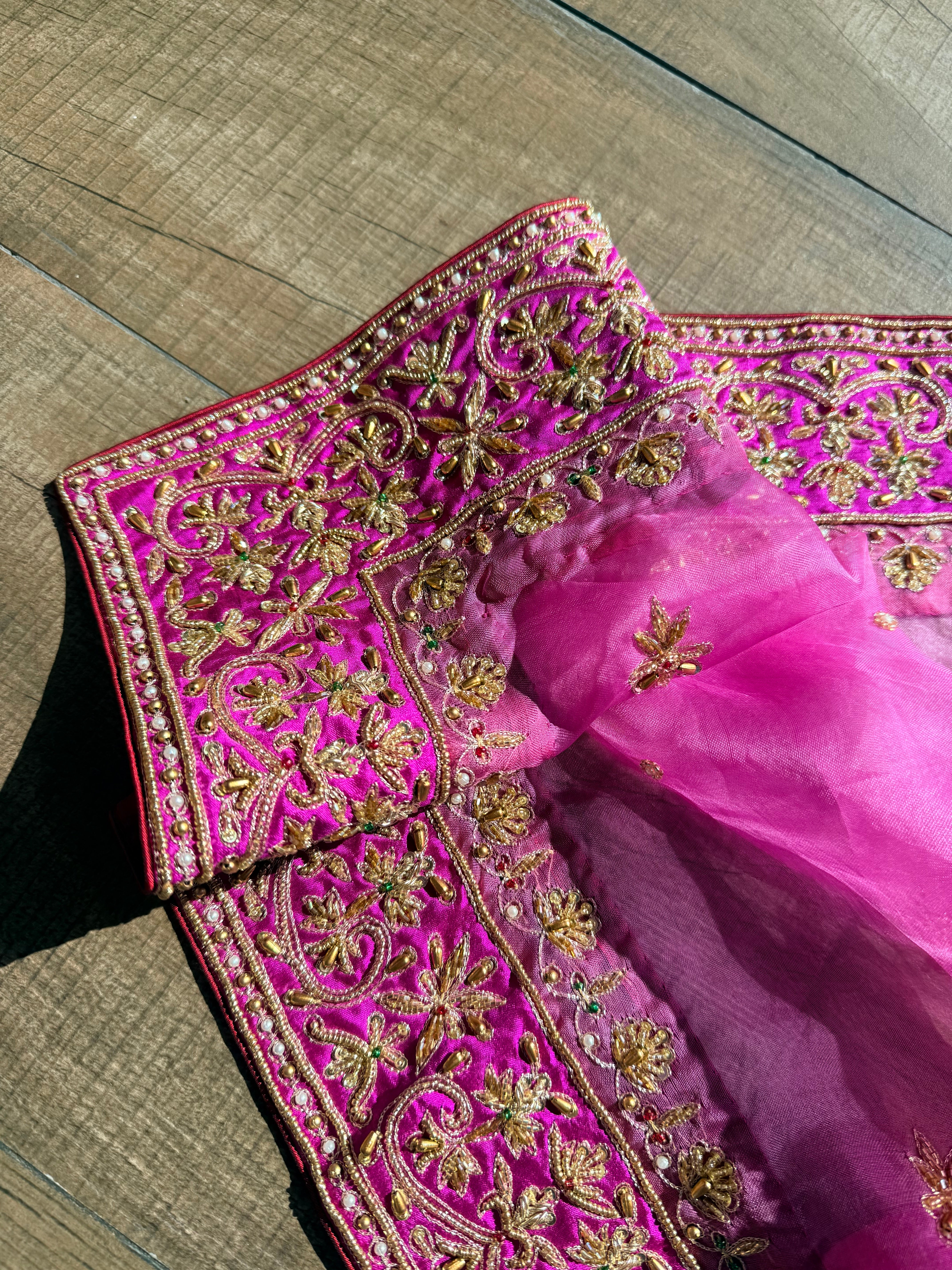 Gulab ki pankhuri banarasi kora silk hand embroidered saree