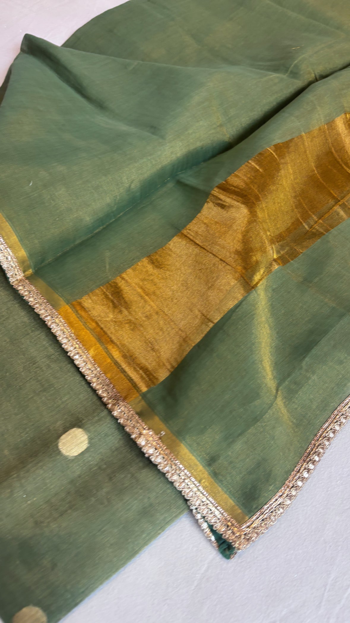 Candy green mul cotton tissue silk suit sets