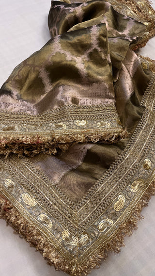 Maharani antique gold tissue silk saree