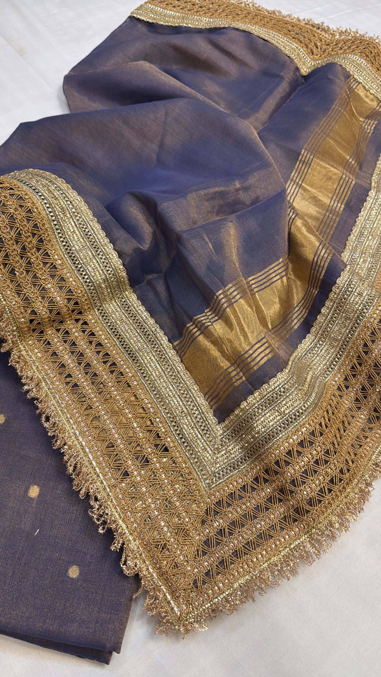 Mul cotton tissue banarasi suit set