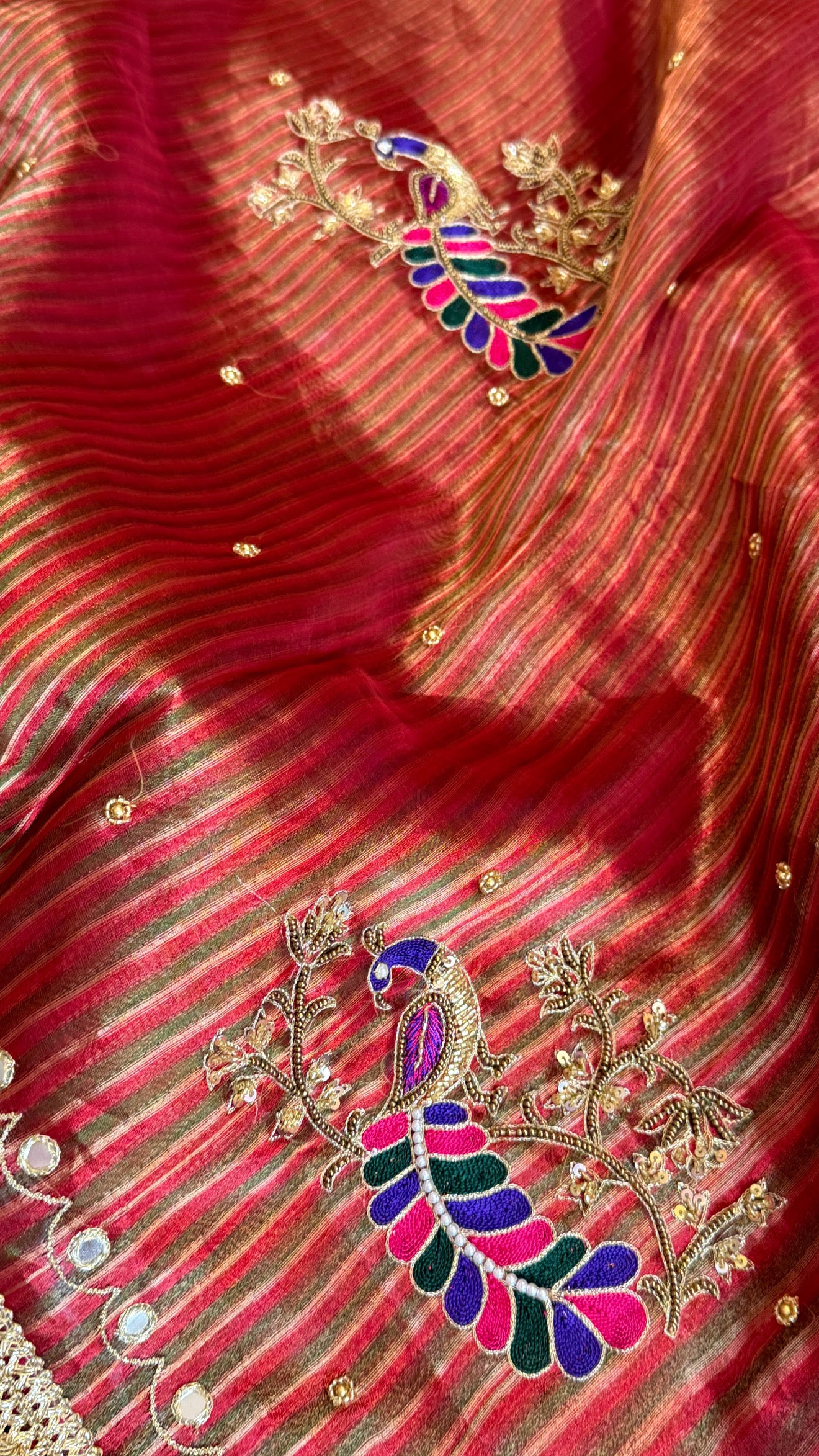 Hathi ghoda palki wali saree - Husn tissue silk hand embroidered saree