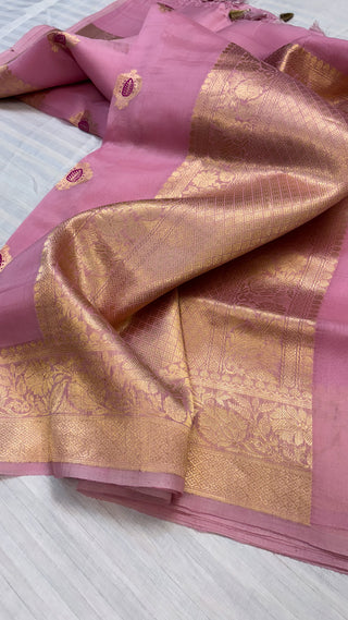 Leela blush pink kora silk saree