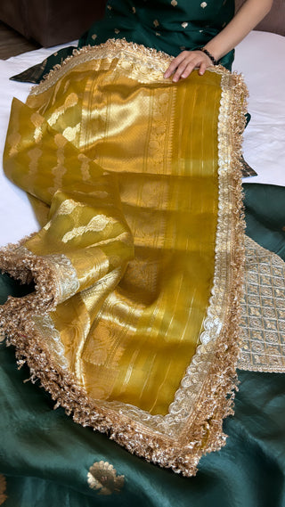 Bottle green-gold heeramandi suit sets