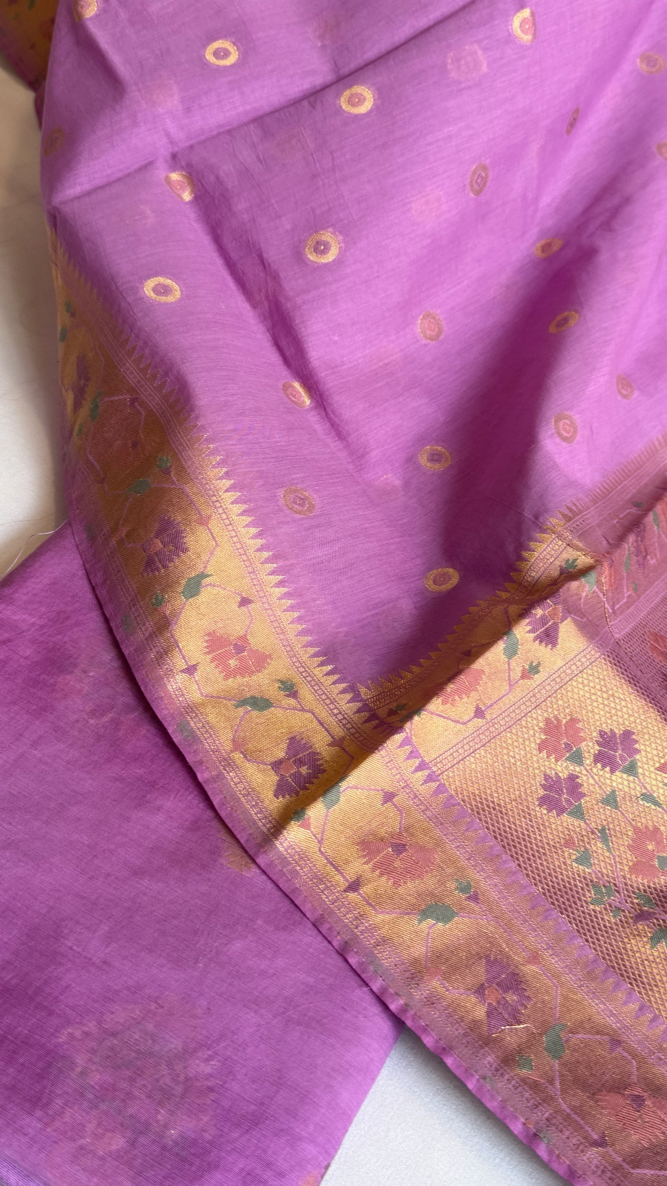 Deep lavender banarasi cotton meenakari kadhwa suit set