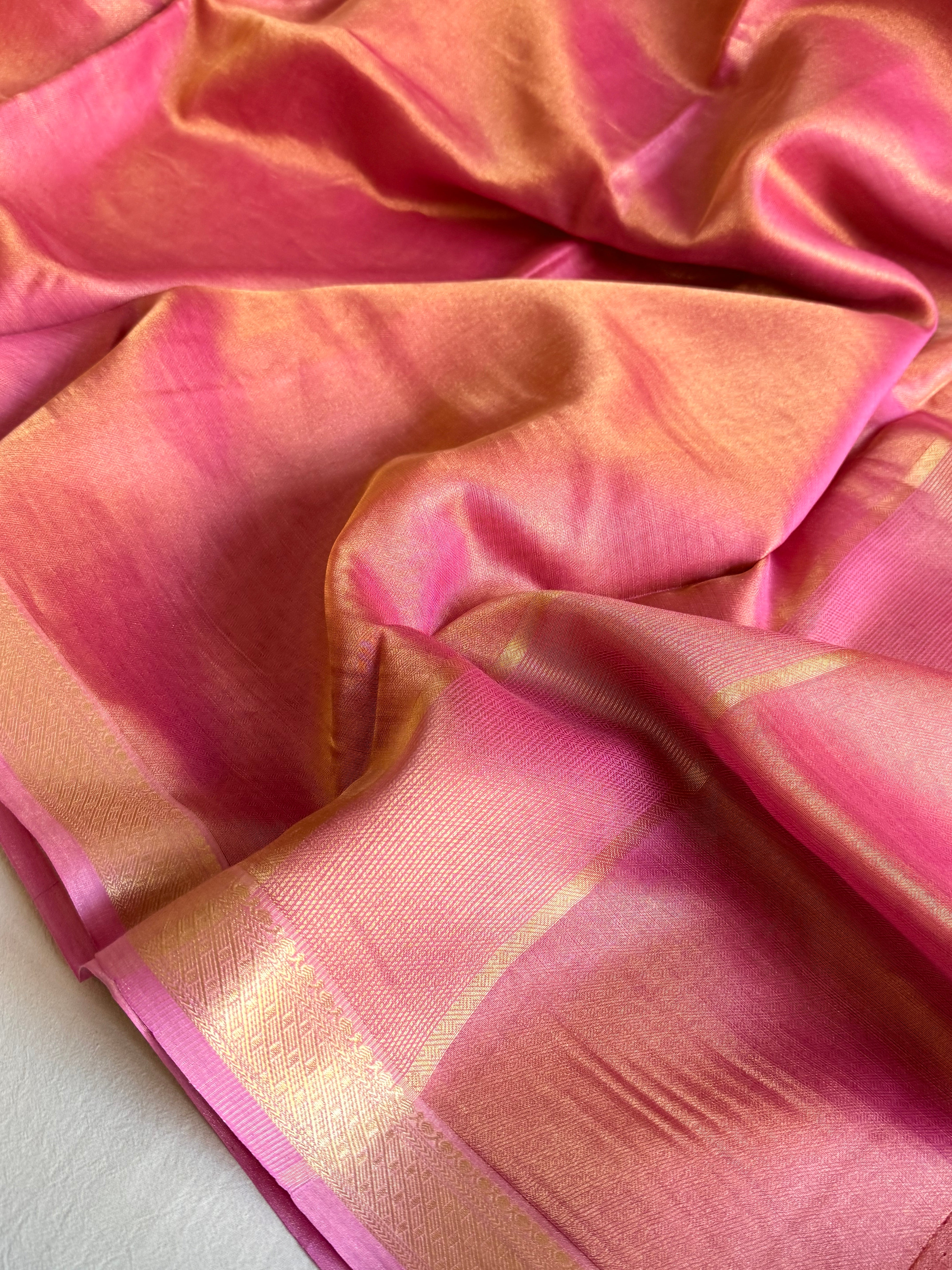 Below 10k - Banarasi pashmina tissue gorgette soft silk kadhwa border saree