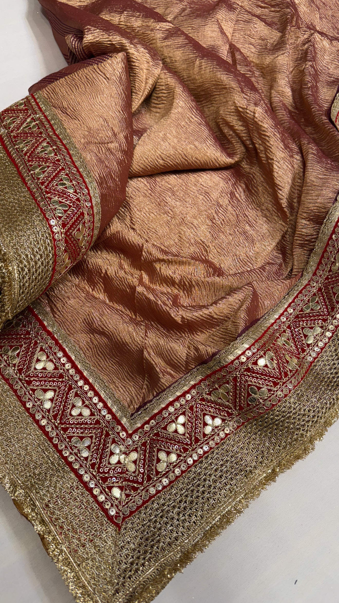 Moonga crushed tissue silk plum shade saree