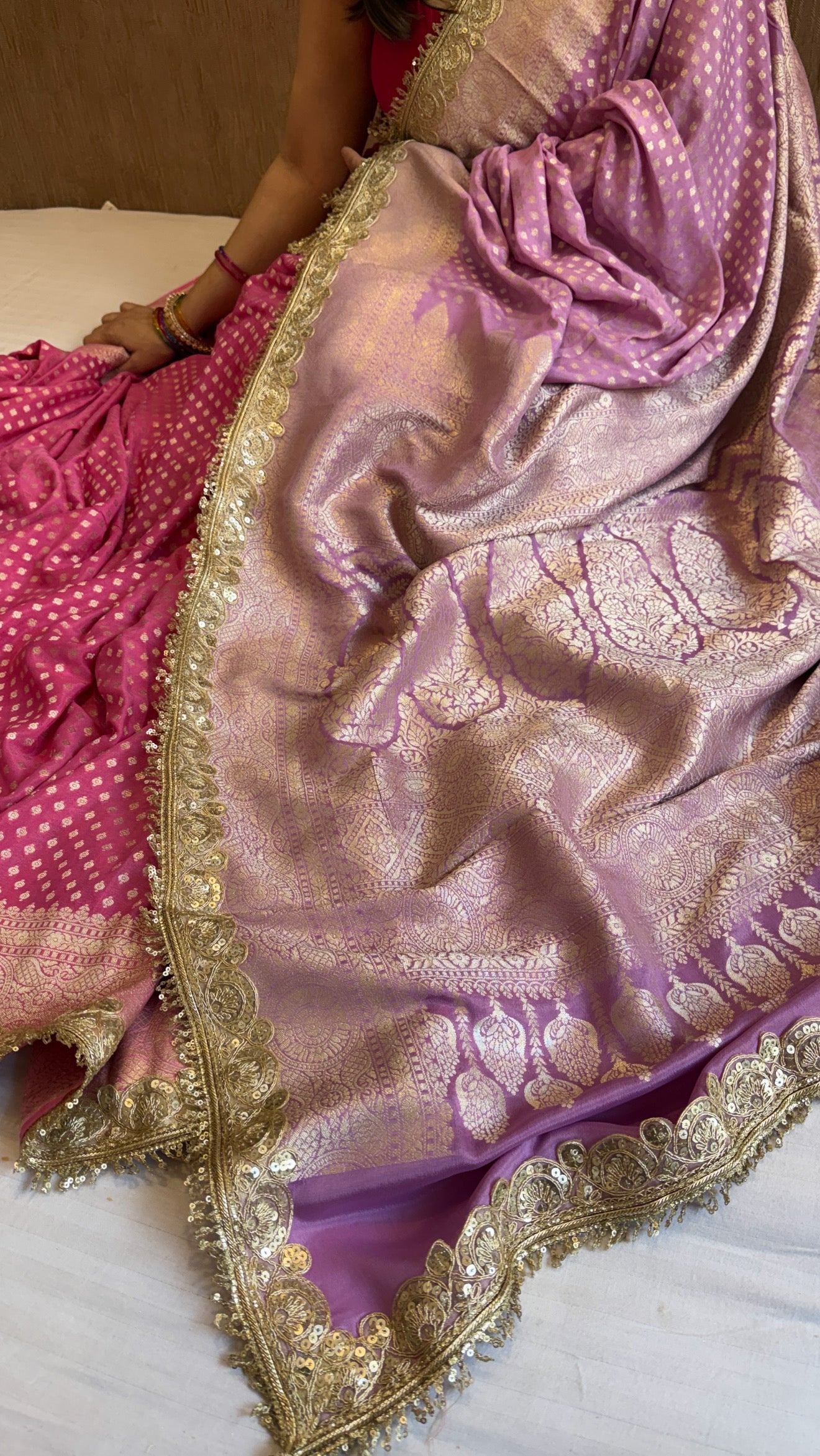 Paro banarasi chiffon gorgette banarasi kadhwa buti saree