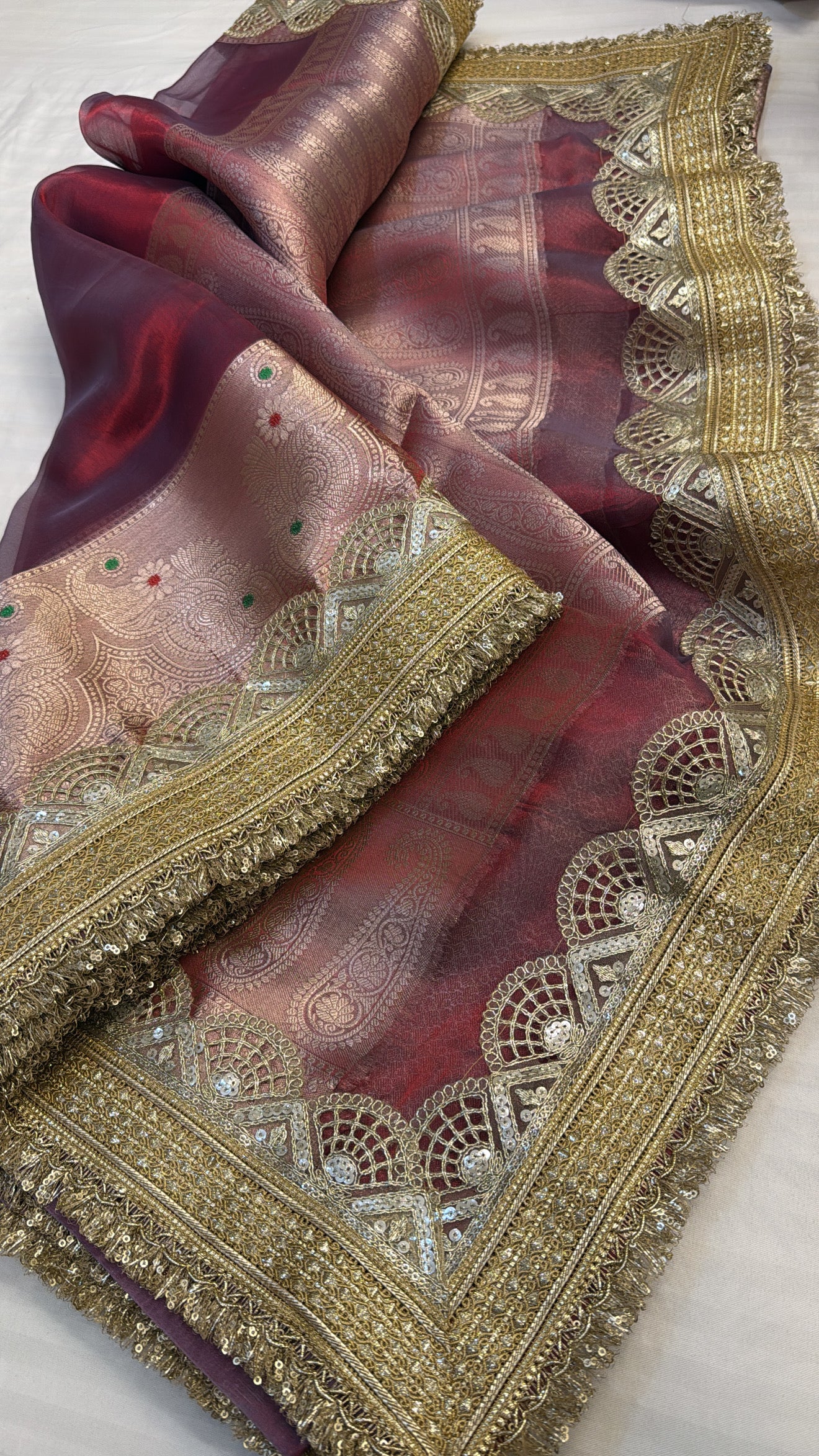 Maharani rang-birangi multicoloured shaded tissue silk kadhwa saree