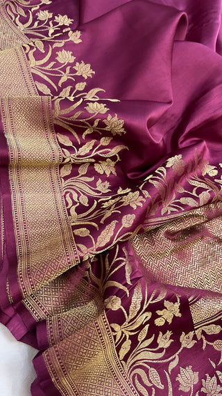 Falsa purple banarasi mashru silk kadhwa border saree