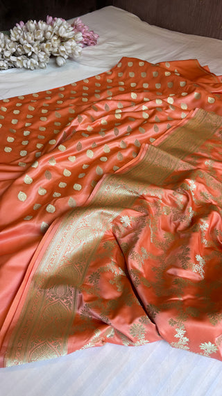 Soft peach banarasi mashru silk suit set