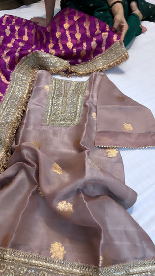 Rose gold-purple shade heeramandi suit set