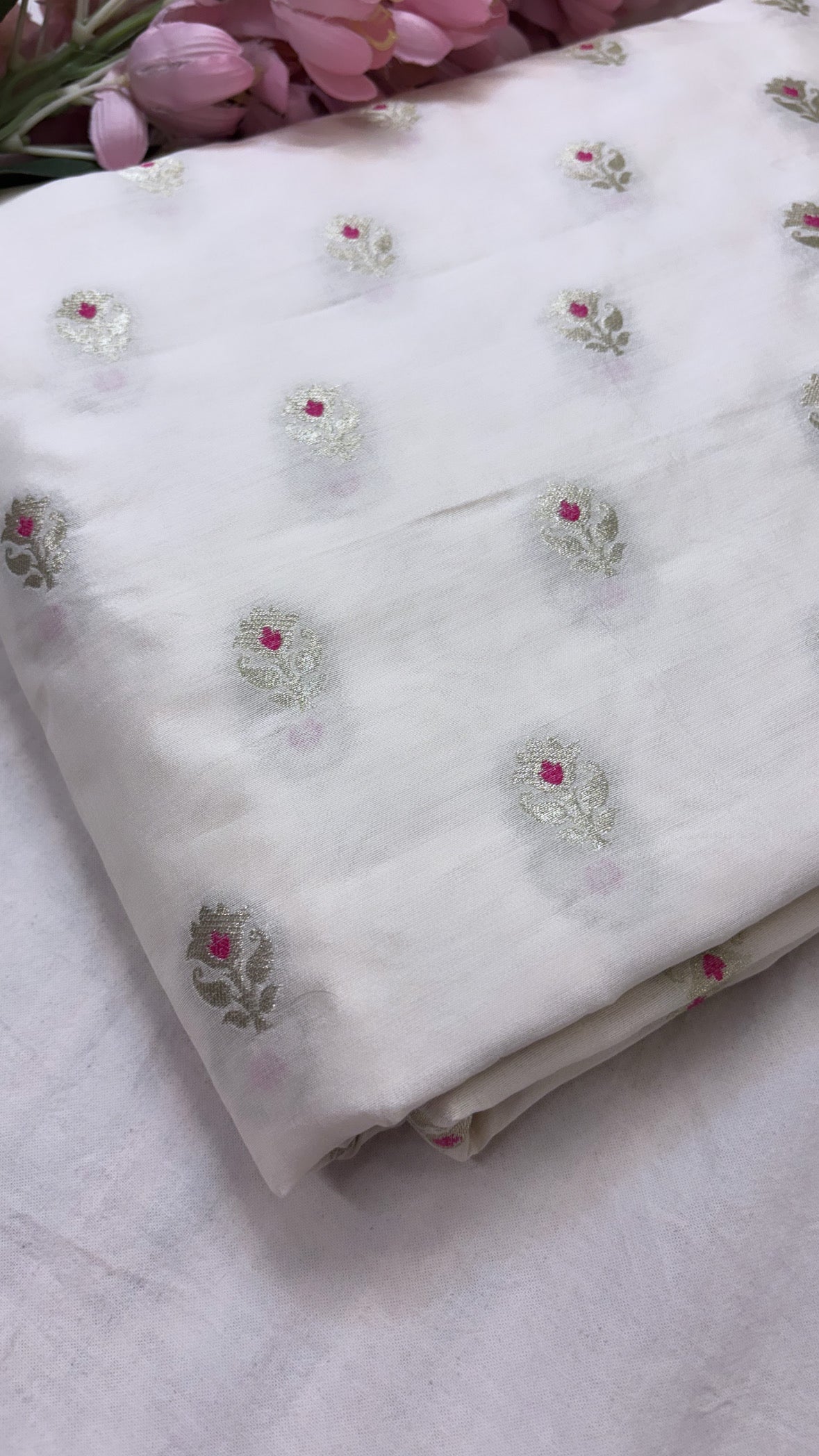 Chiniya silk dyeable meenedar buti fabric