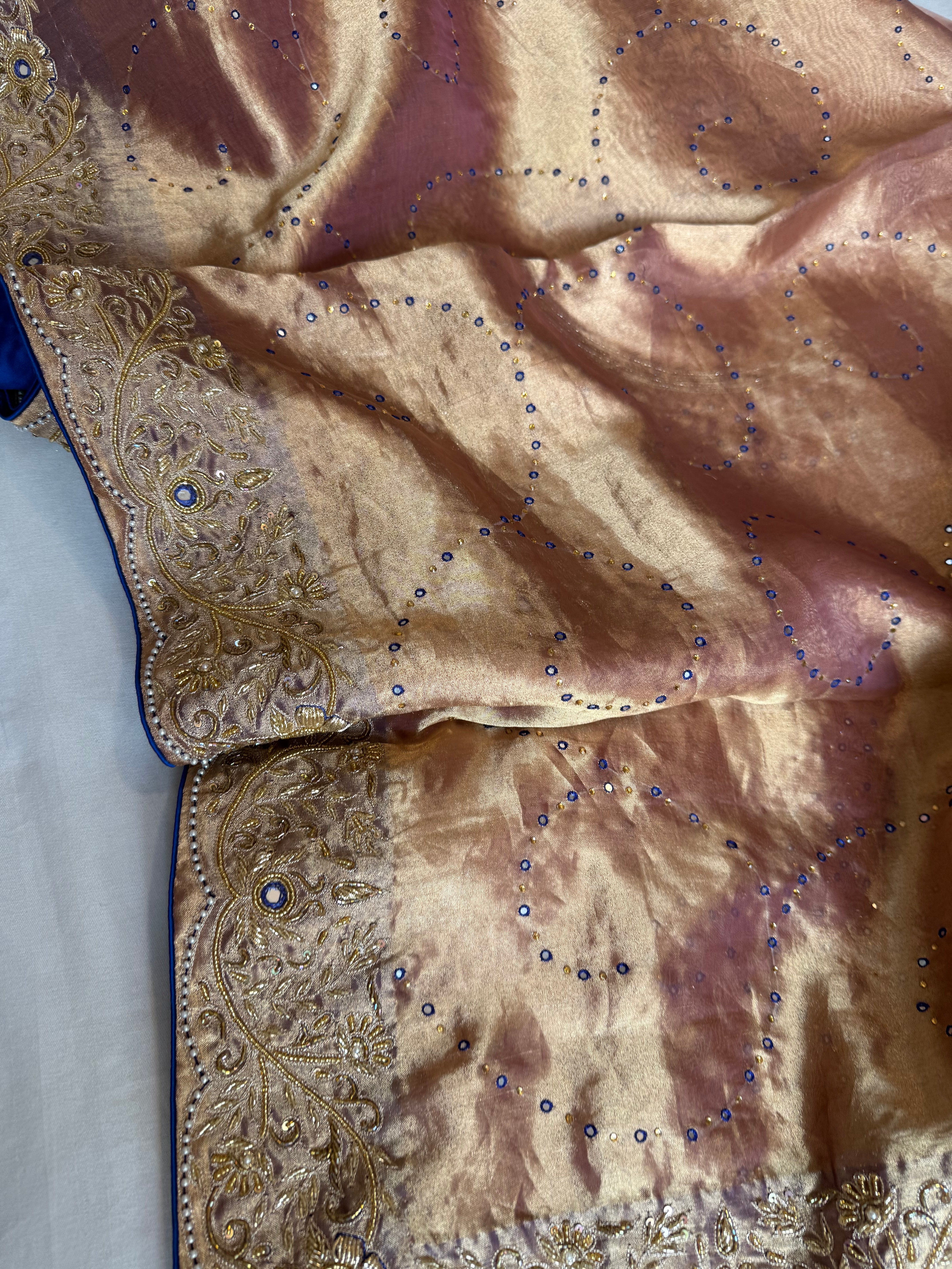 Umrao jaan inspired double diamond tissue silk zardozi work sarees