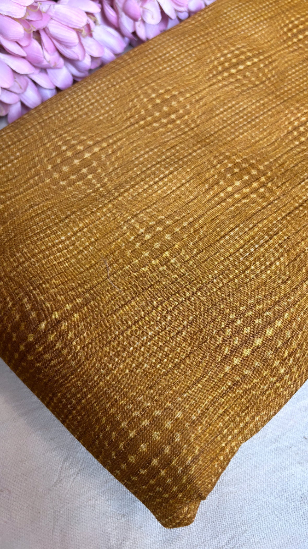 Printed moonga tussar silk kadhwa fabric