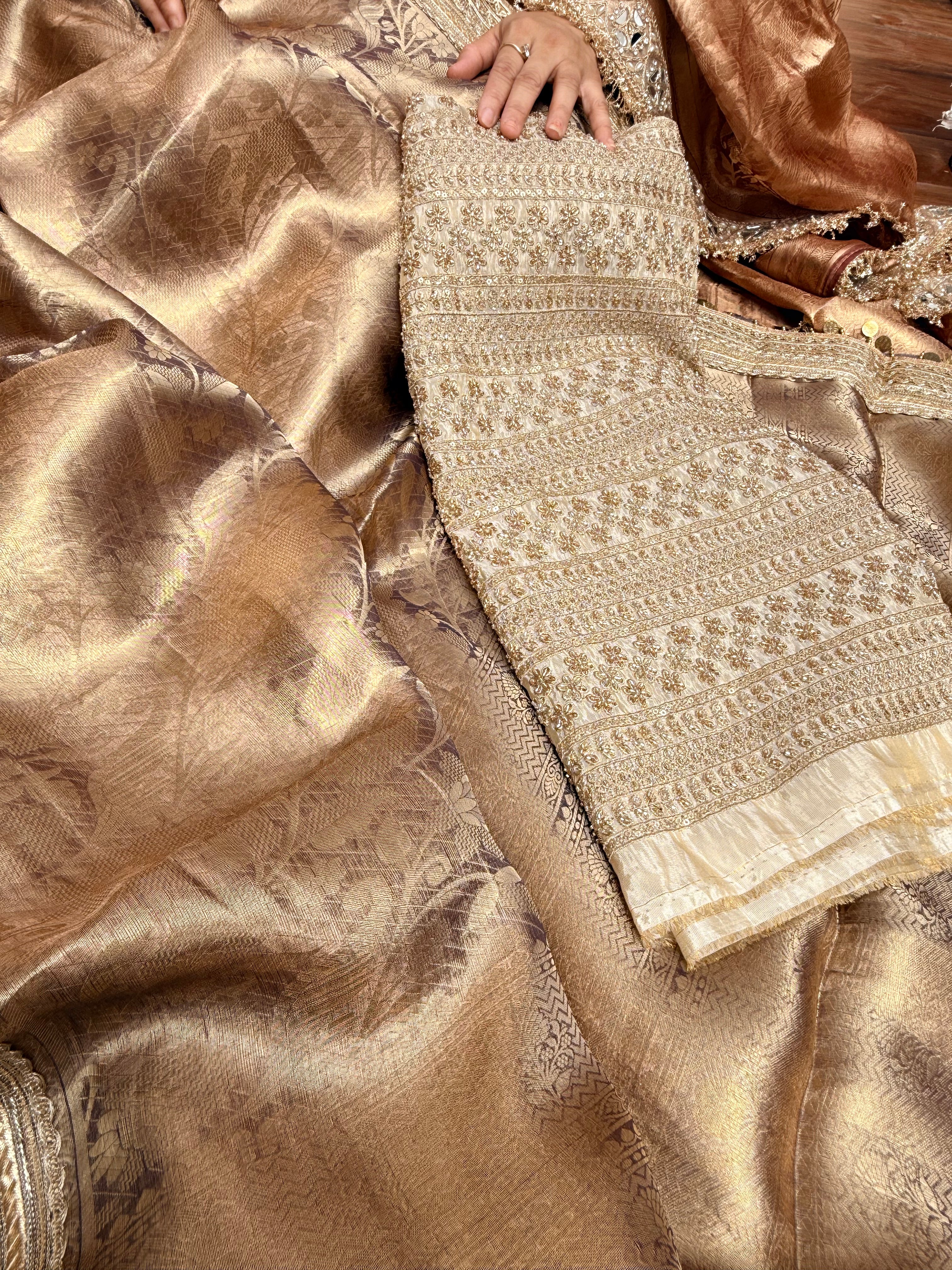 Tyohaar edit - Molten lilac sona rupa tissue brocade saree with zardozi blouse