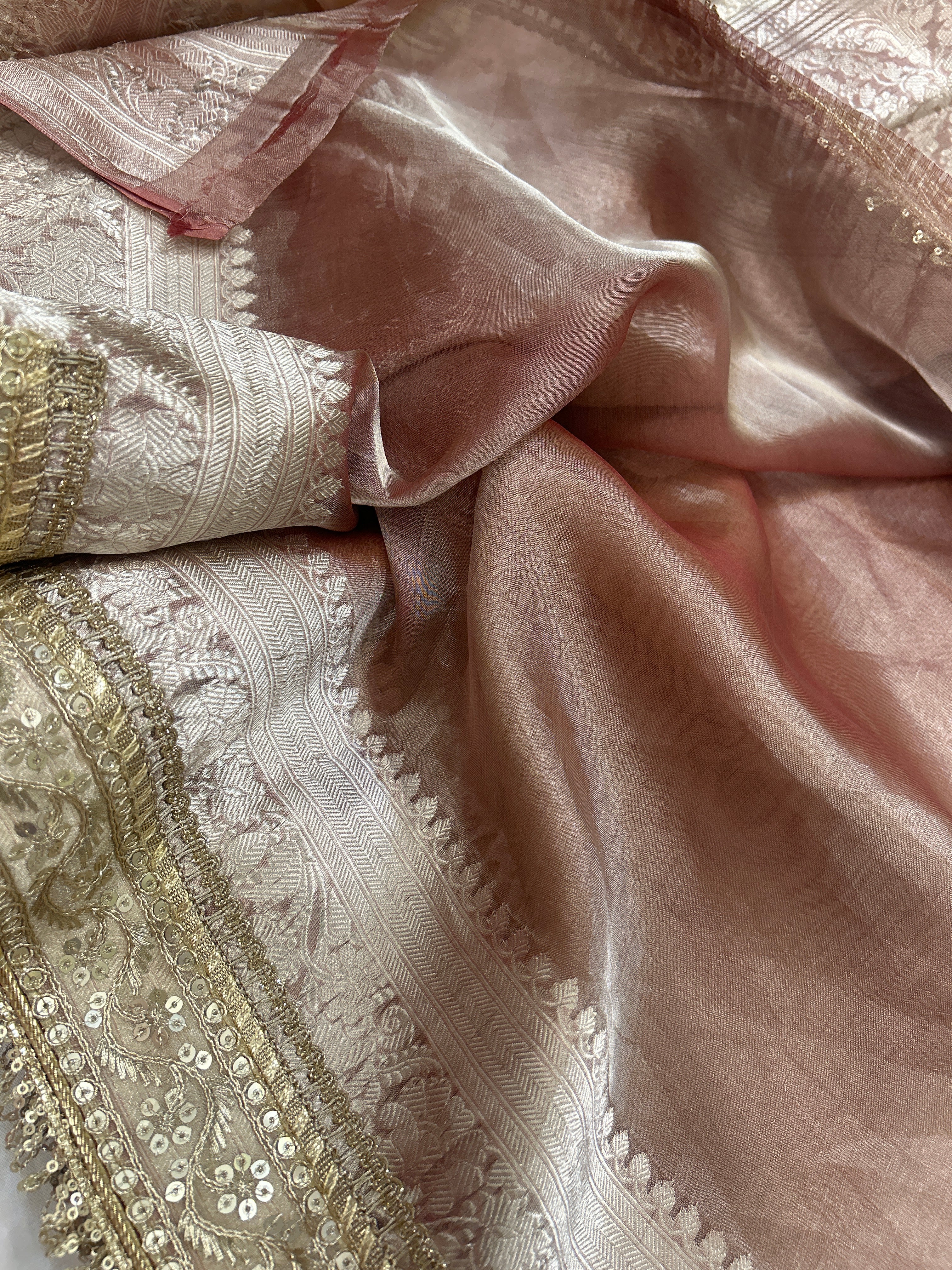 Tissue silk contrast border chand buta saree
