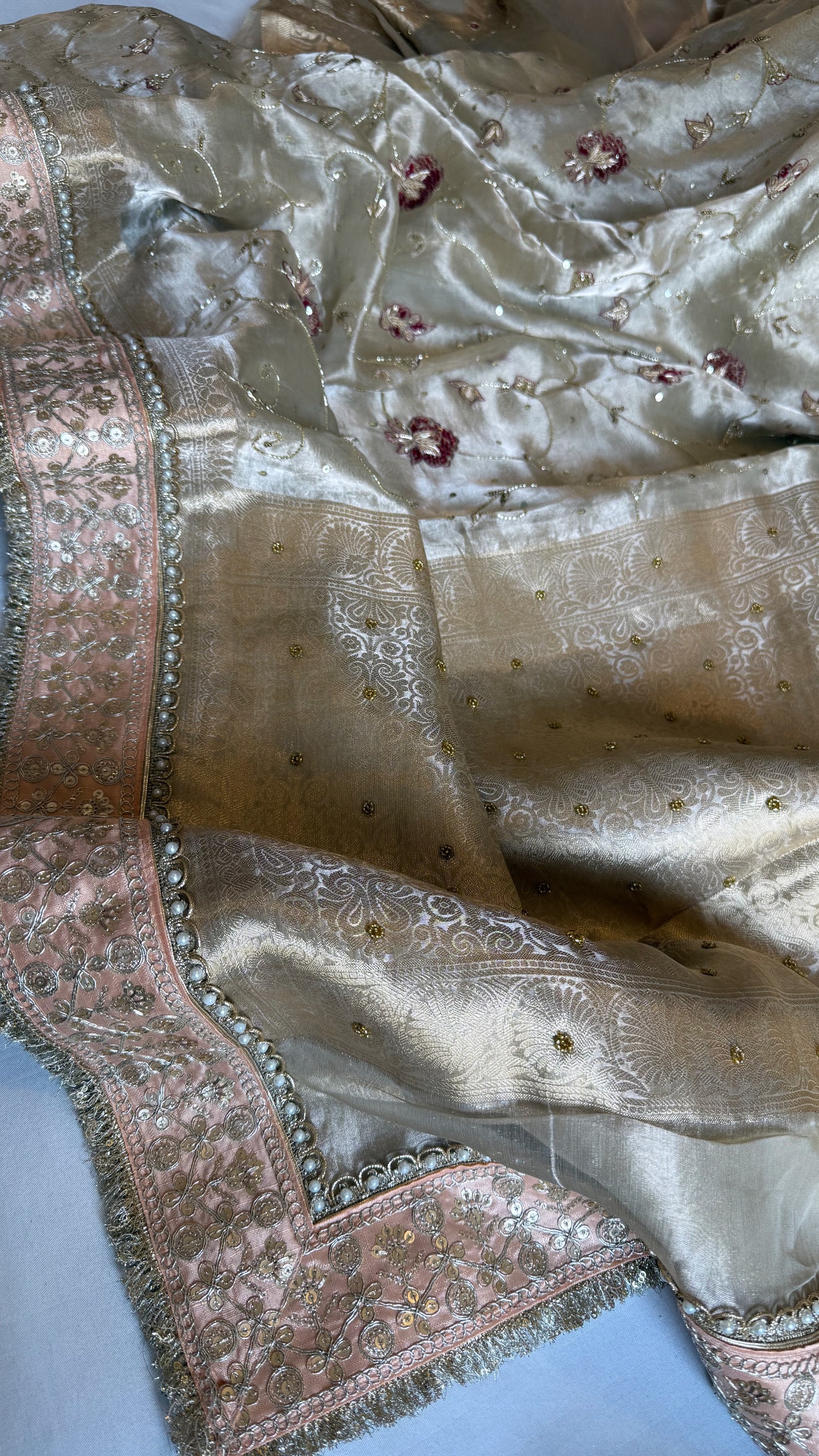 Kutchi inspired “sheesham edit” mirror work and meenakari zardozi hand embroidered sarees