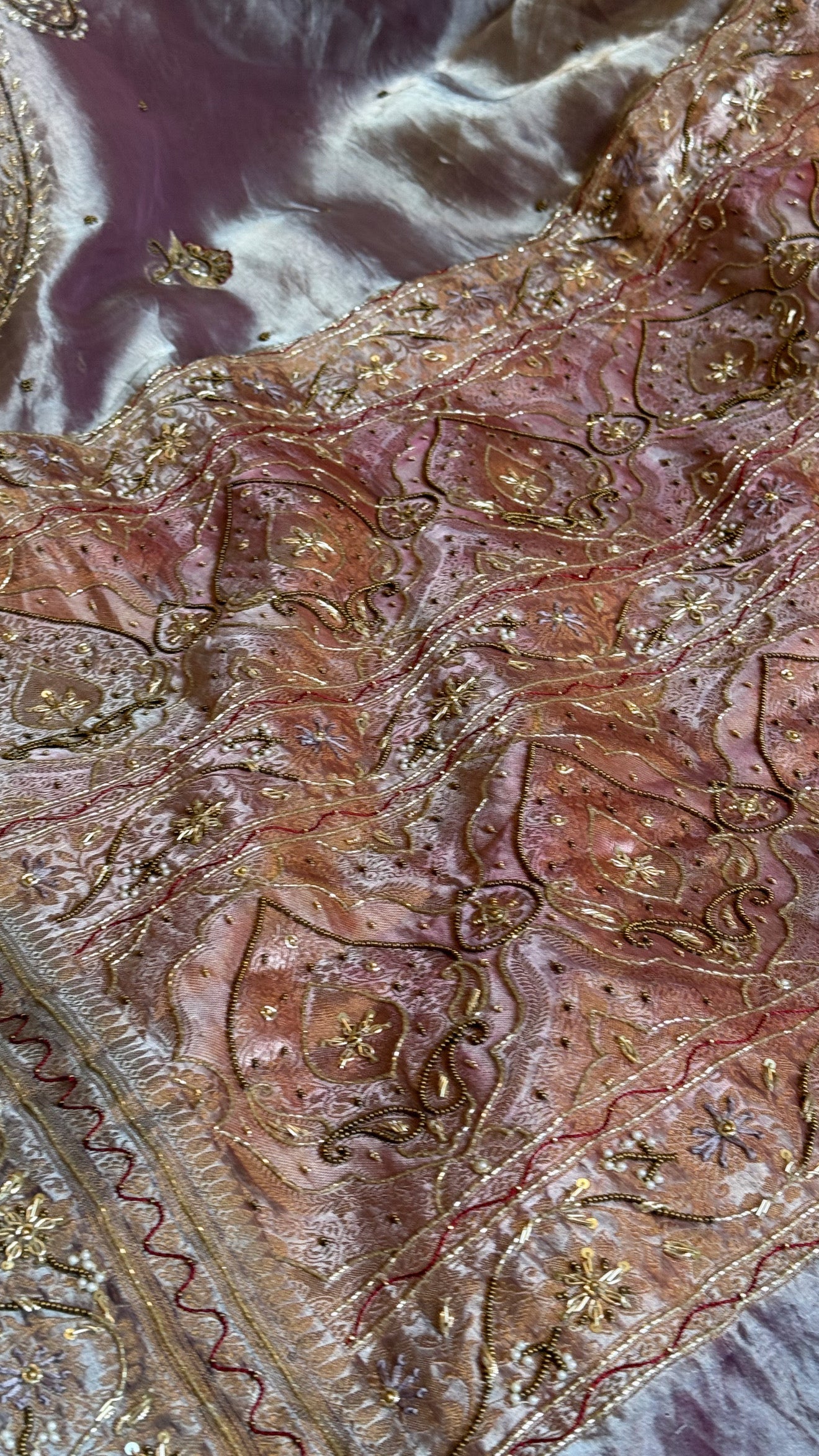 Dulhan ka gehna - Banarasi border zardozi border blush pink kadhwa hand embroidered saree