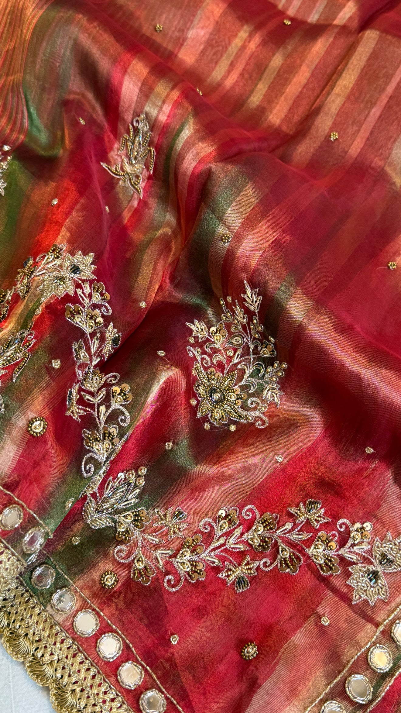 Hathi , ghoda aur palki wali saree - Husn tissue silk hand embroidered kadhwa saree