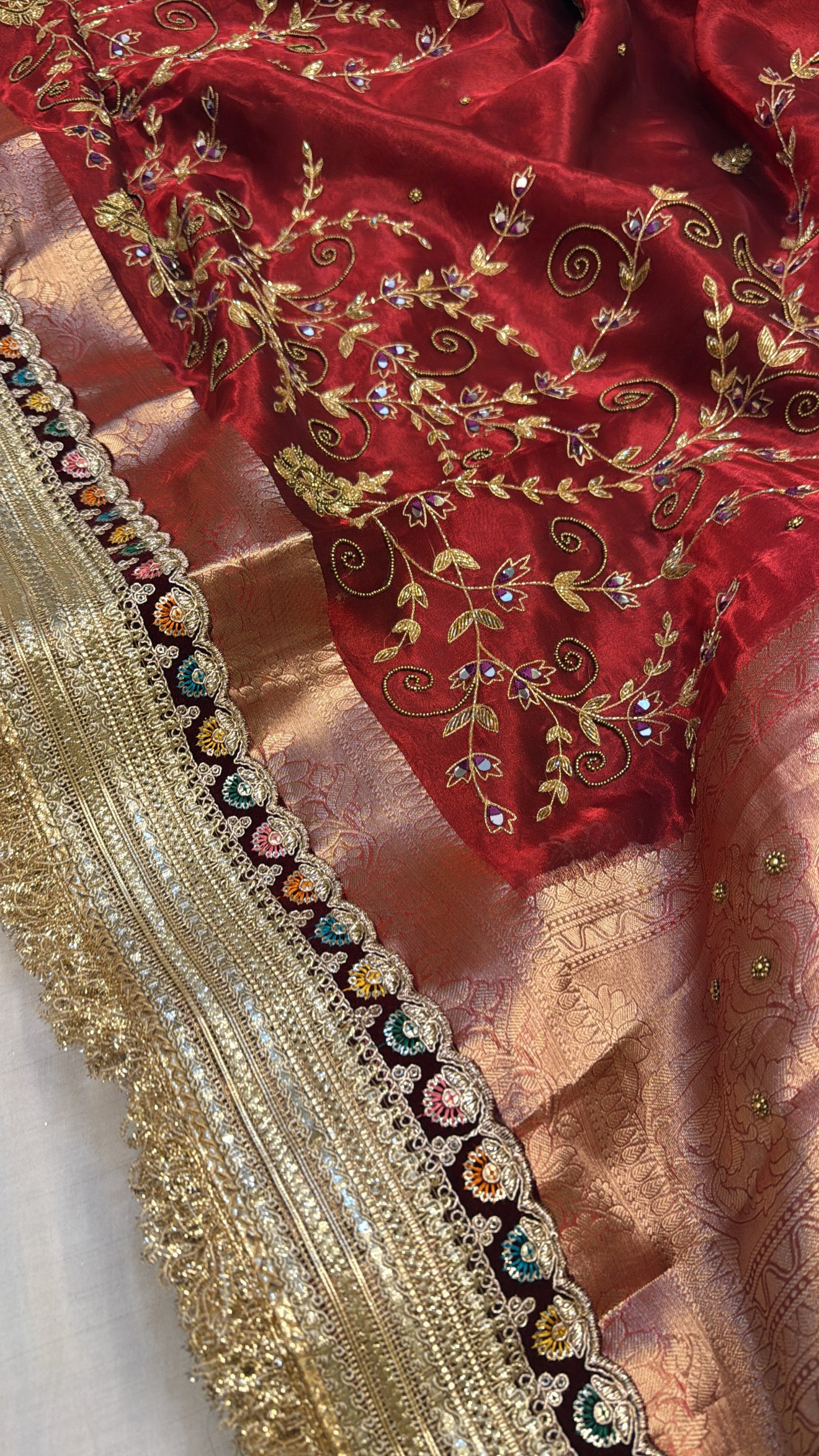 Dulhan ki maa wali sarees - Husn tissue silk hand embroidered kadhwa saree
