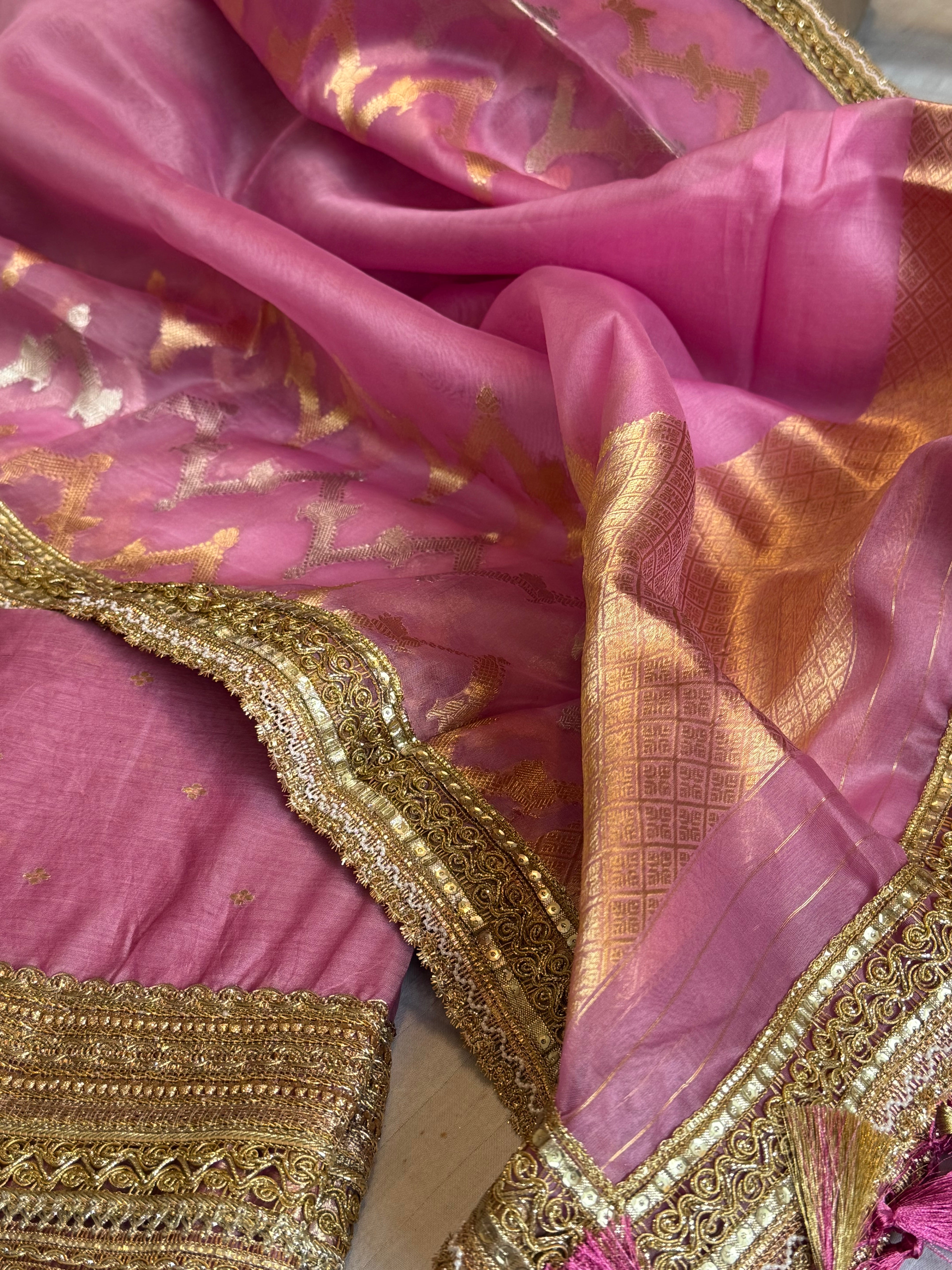 Banarasi kora silk kadhwa buti gotapatti suit set