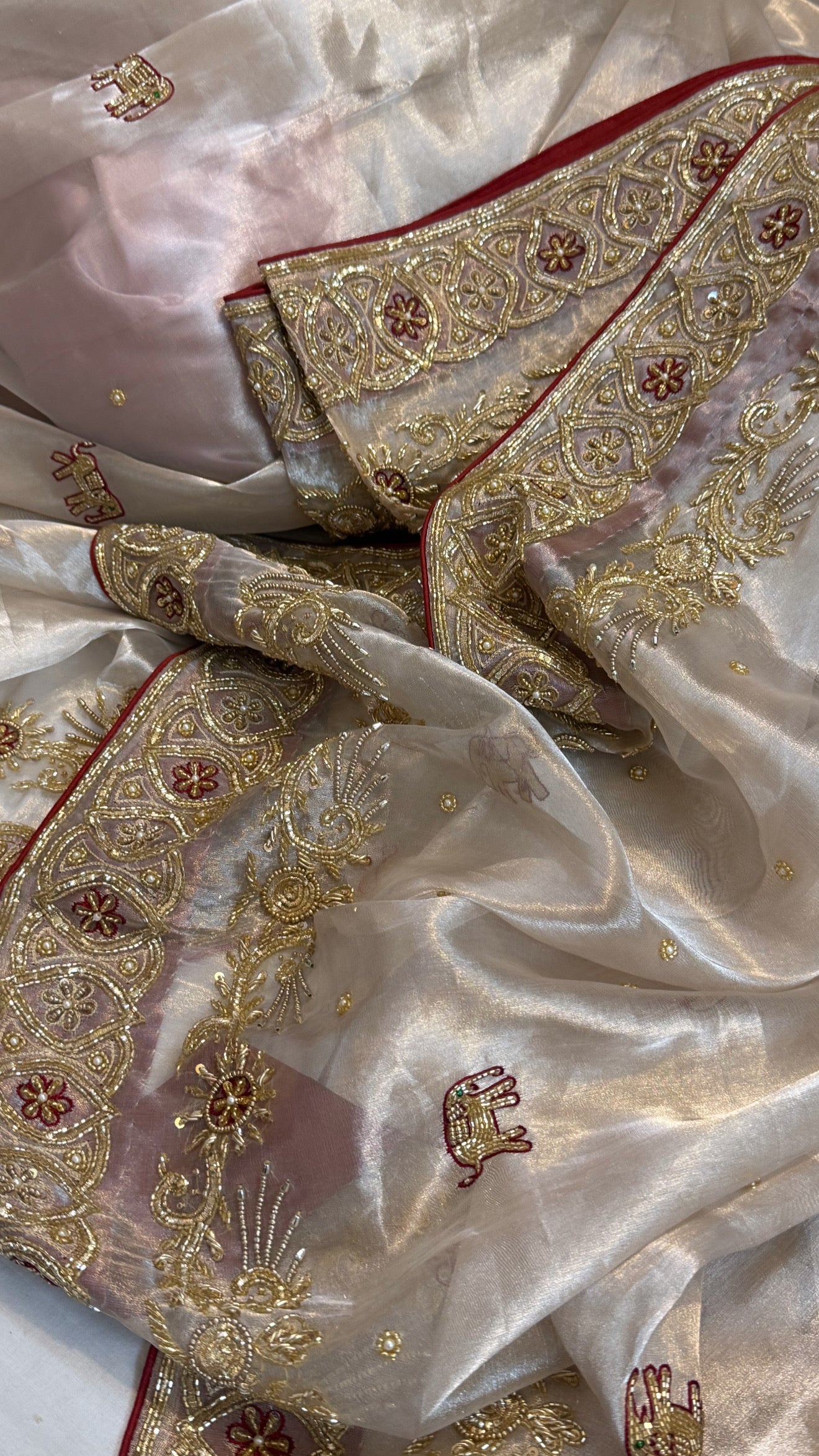 Poonam saree from vivah - Diamond tissue silk zardozi hand embroidered saree