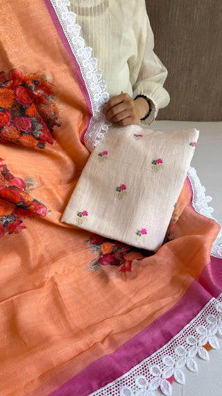 Banarasi mul cotton meenakari kadhwa buti suit set