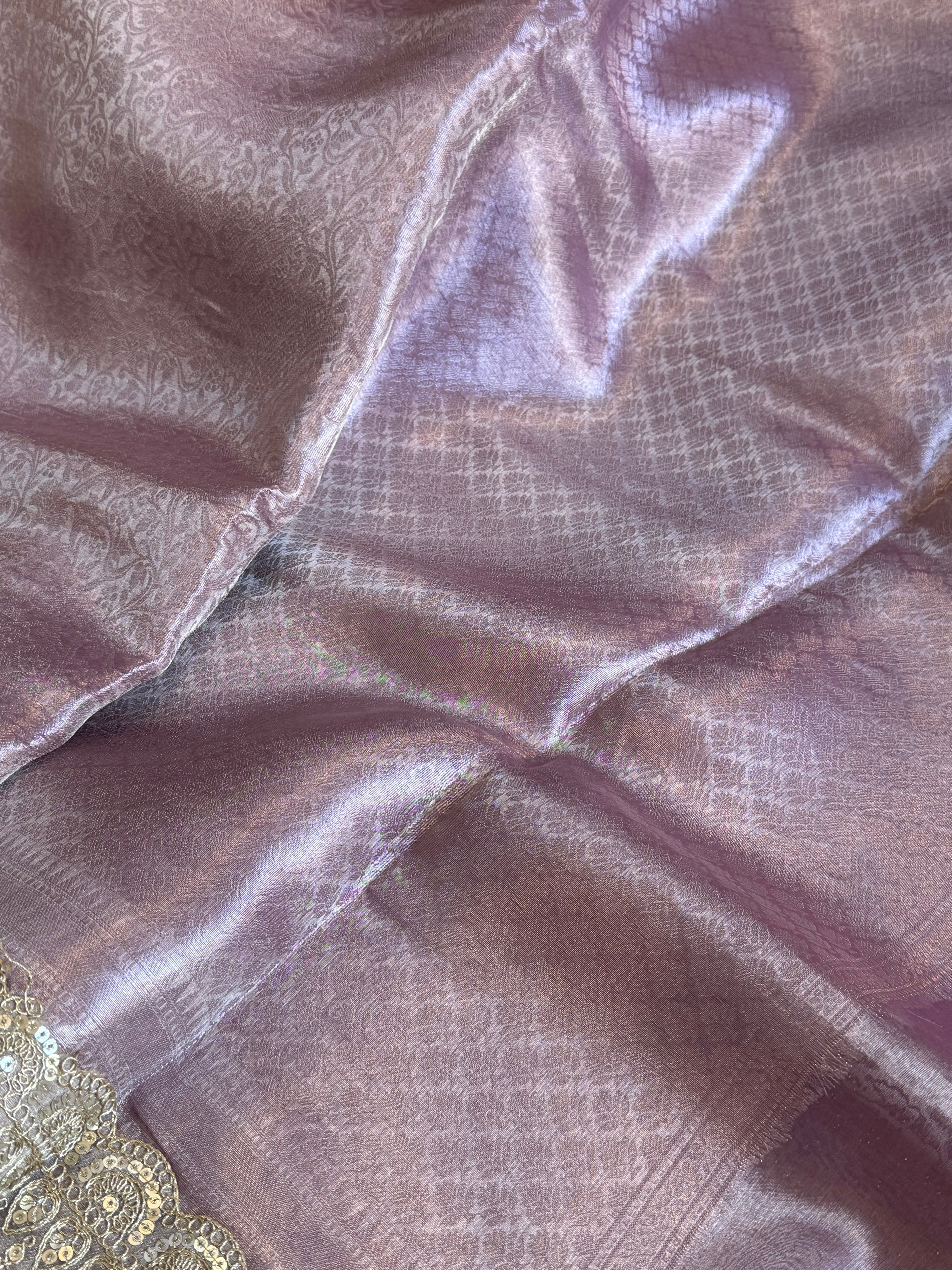 Kanjivaram brocade ice pink tissue silk brocade kadhwa banarasi saree