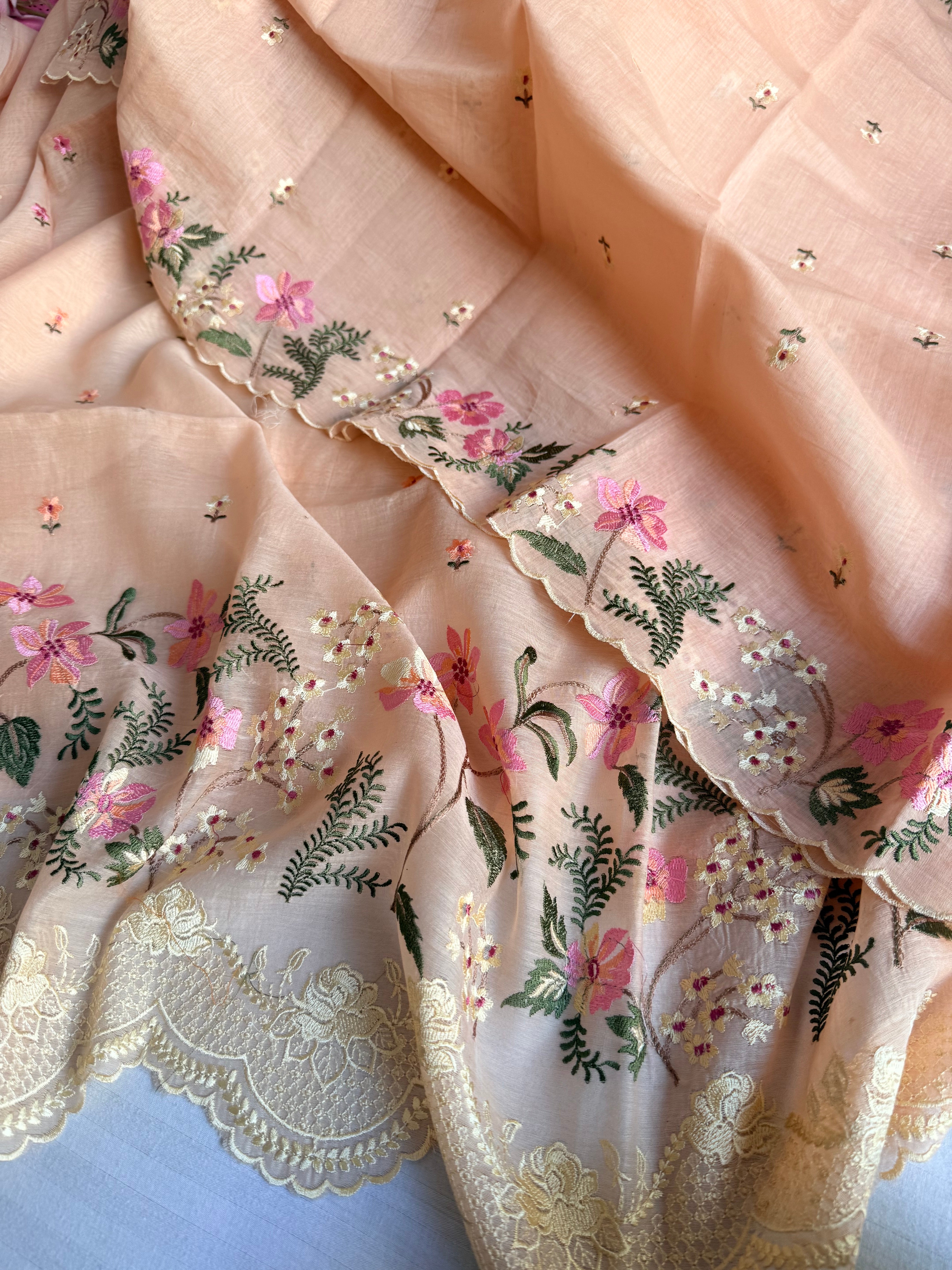 Suits under 10k - Mul cotton parsi gara hand embroidered suit set