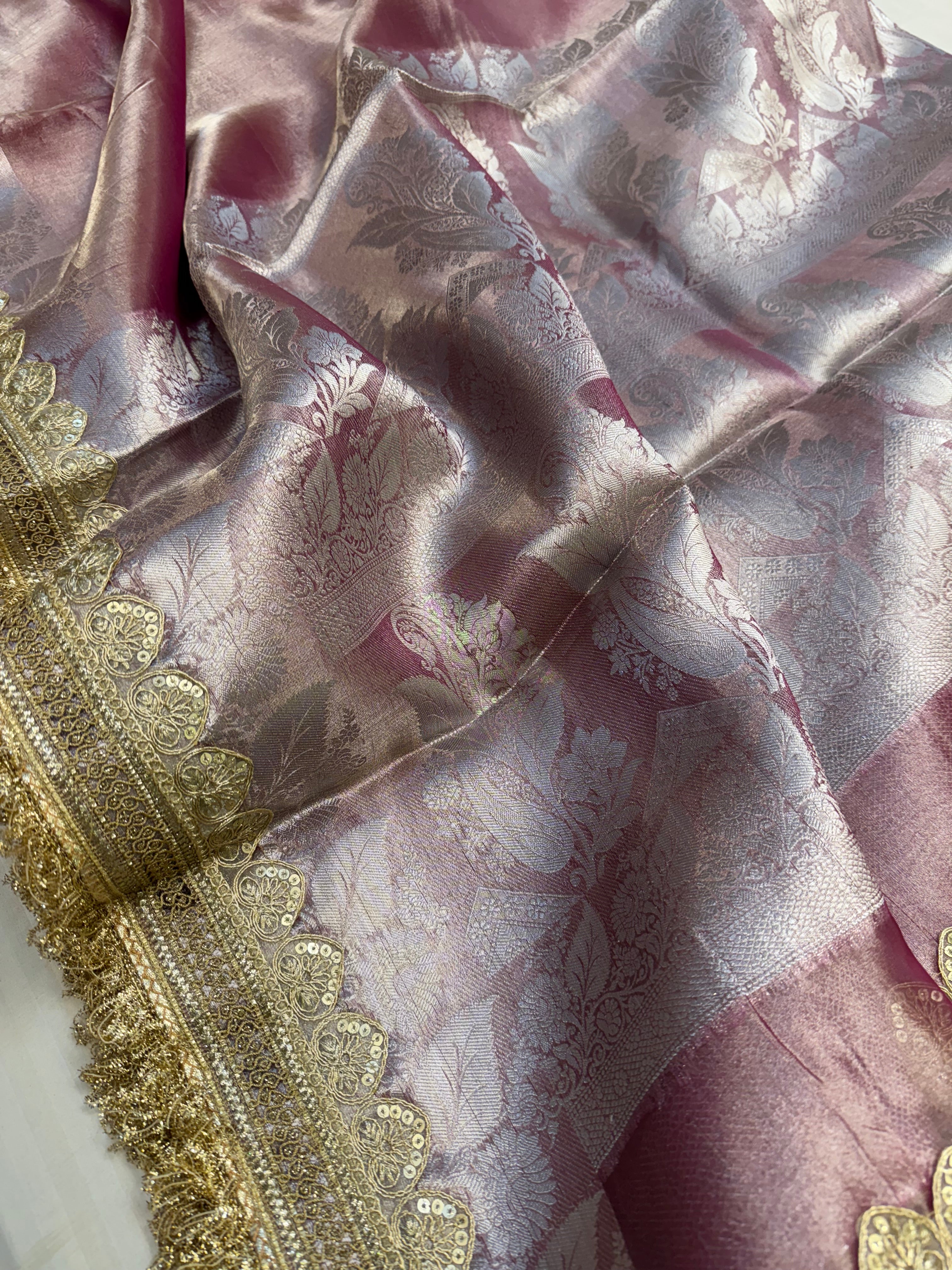 Maharani rang birangi shaded multicoloured tissue silk kadhwa saree