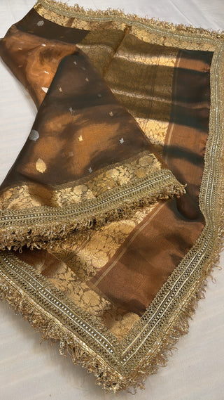 Maharani metallic bronze tissue silk sarees