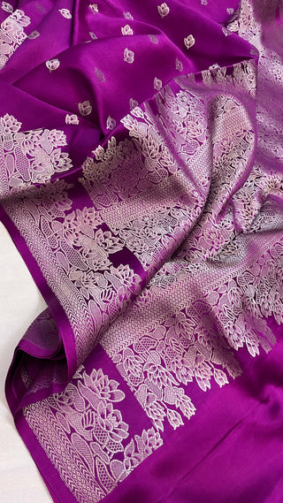 Grapewine purple mashru silk kadhwa buti saree